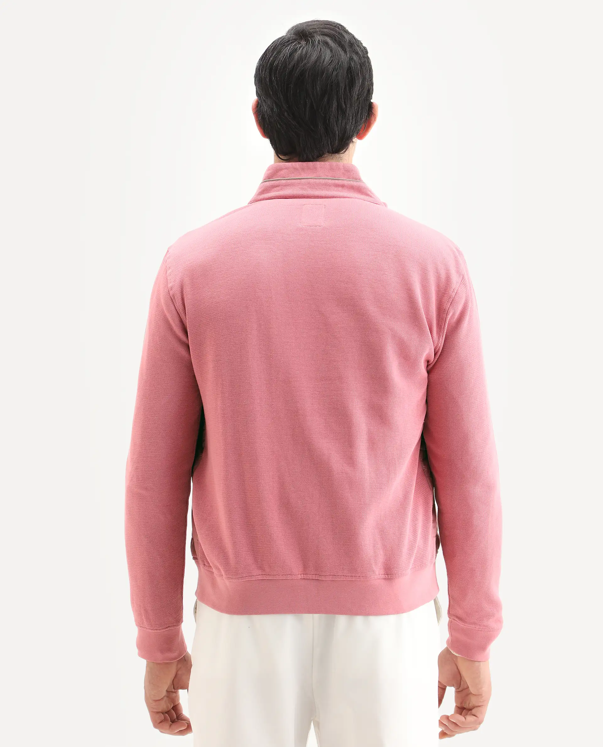 Rare Rabbit Men's Kneto Pink Nylon Plain Regular Fit Full Sleeve High Neck Jacket - Image 7