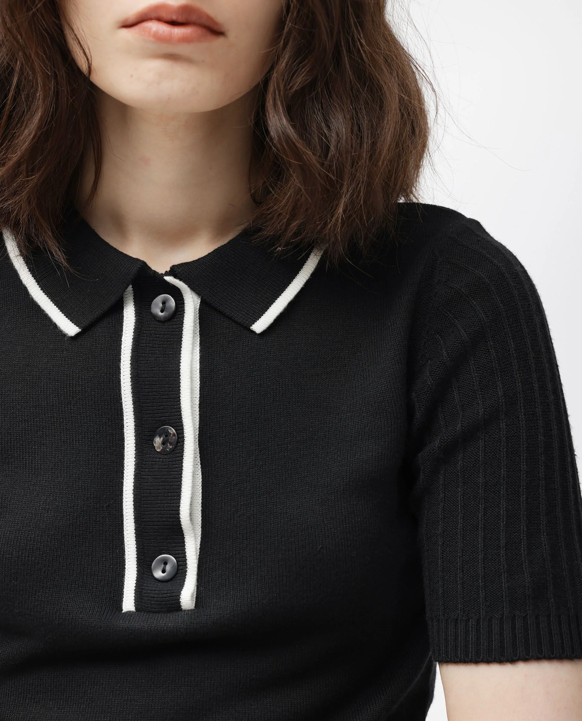 Rareism Women's Knitup Black Cotton Spread Collar Plain Regular Fit Sweater - Image 12