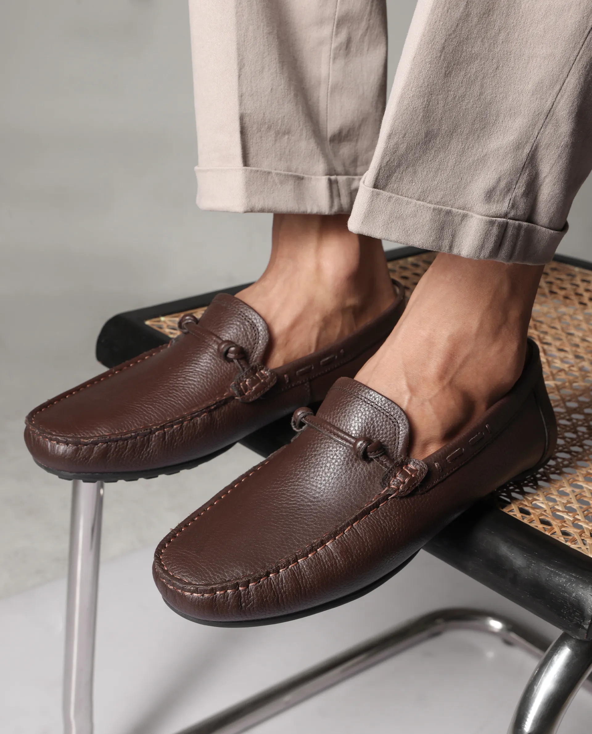 Rare Rabbit Men's Knott Brown Slip-On Genuine Milled Leather Driving Mocassin - Image 3