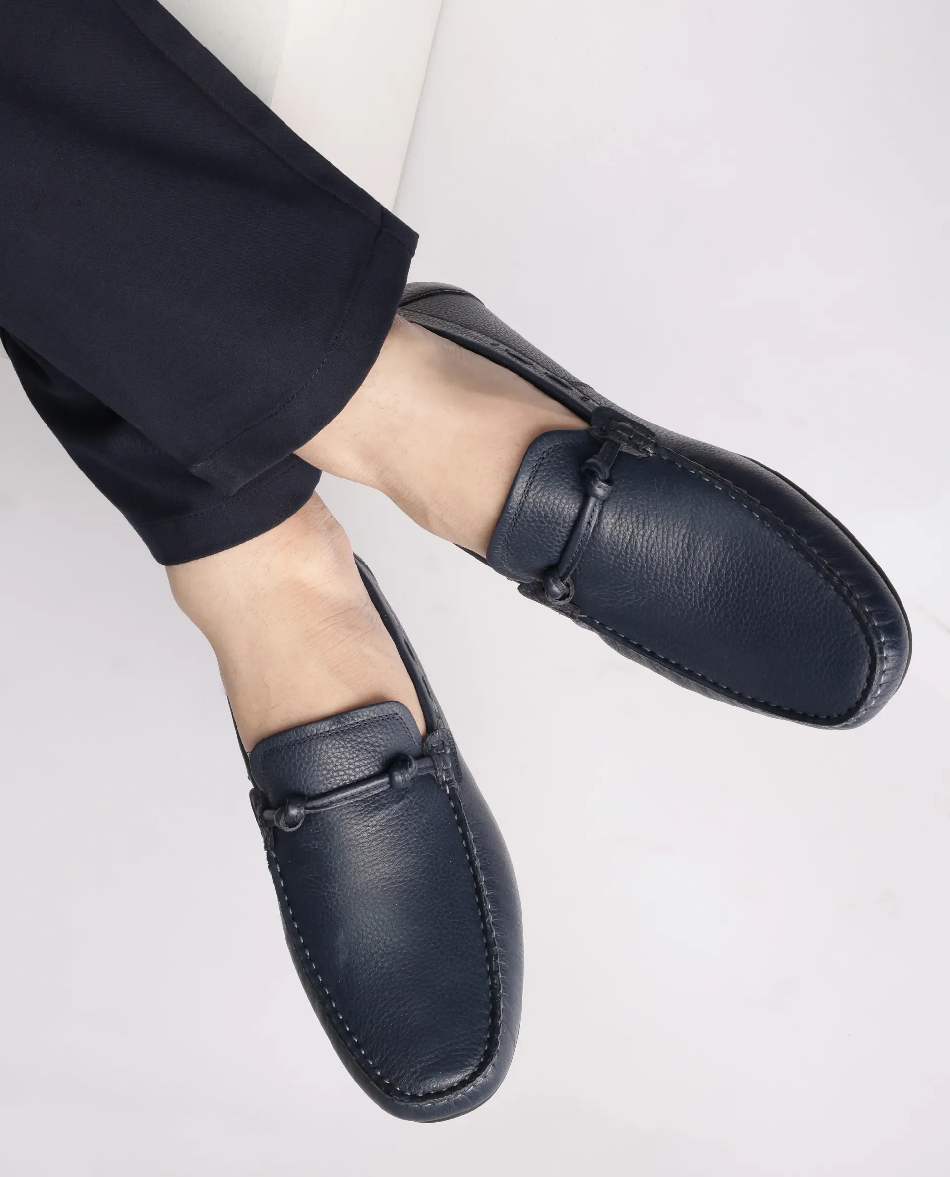 Rare Rabbit Men's Knott Navy Slip-On Genuine Milled Leather Driving Mocassin - Image 3
