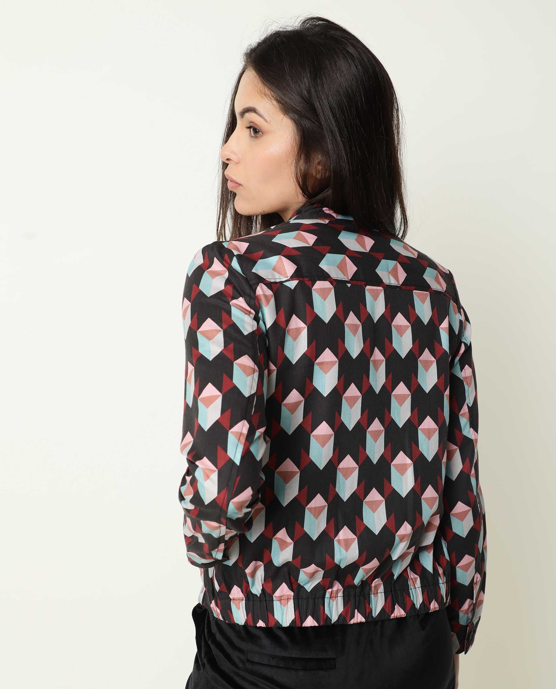 Rareism Womens Knuckle Black Jacket Cotton Fabric Fit Regular Sleeves Mandarin Neck - Image 7