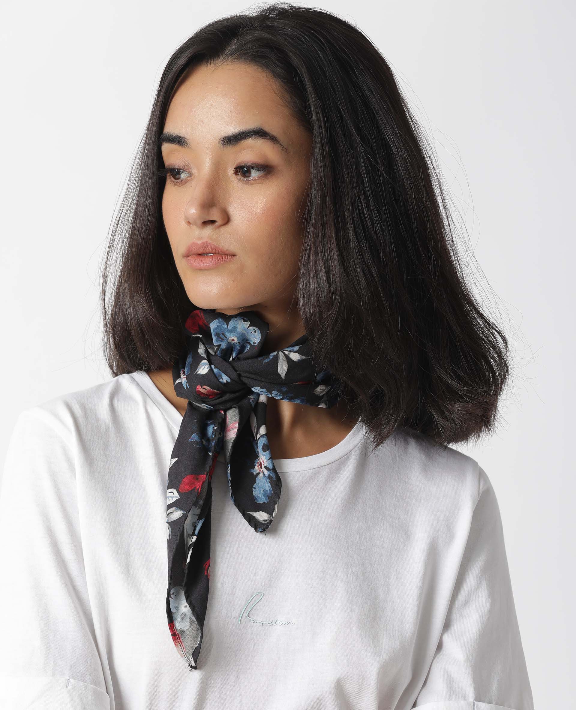 Rareism Women's Koa Navy Floral Print Scarf