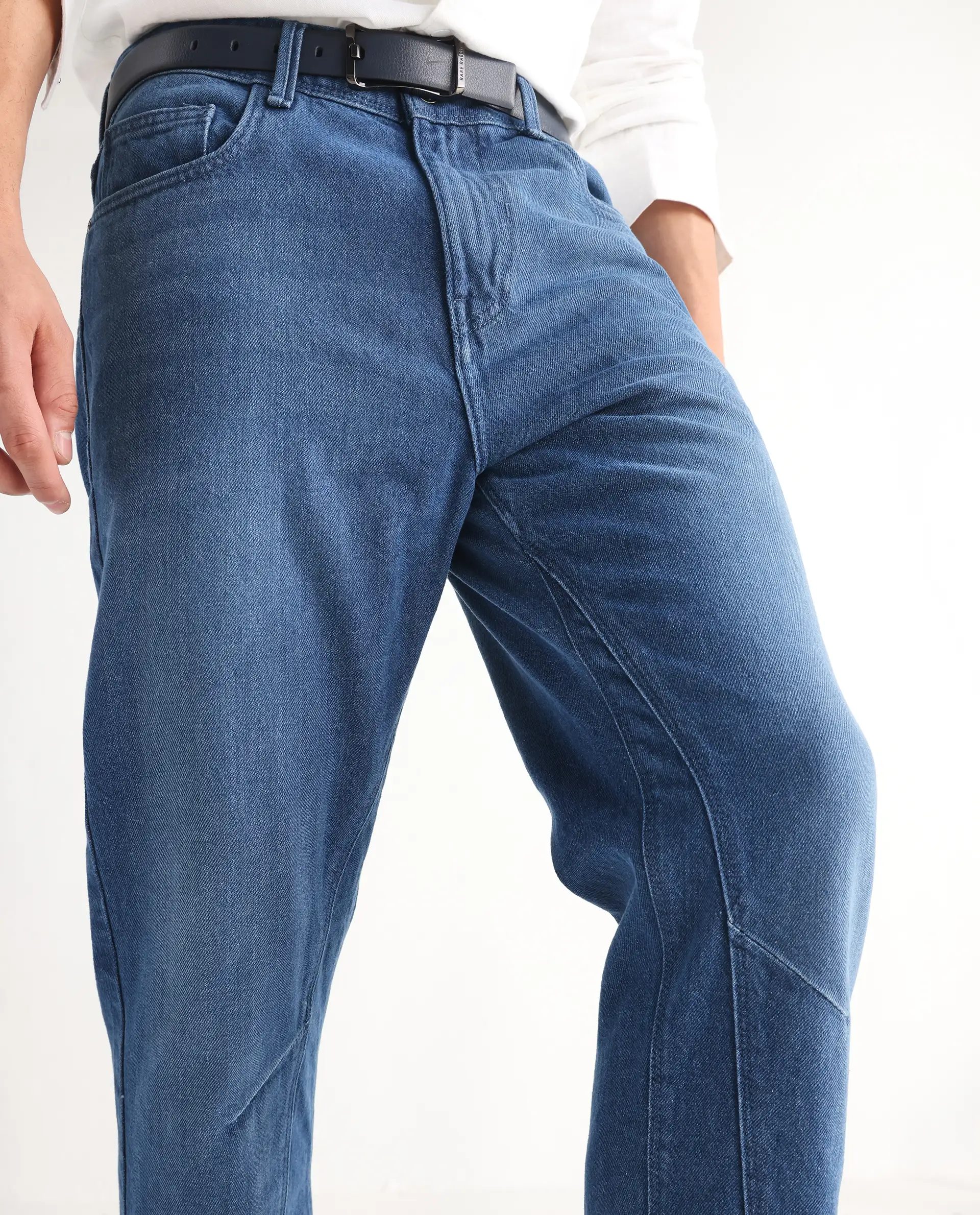Rare Rabbit Men's Kobet Blue Cotton Plain Morris Regular Fit Jeans - Image 2