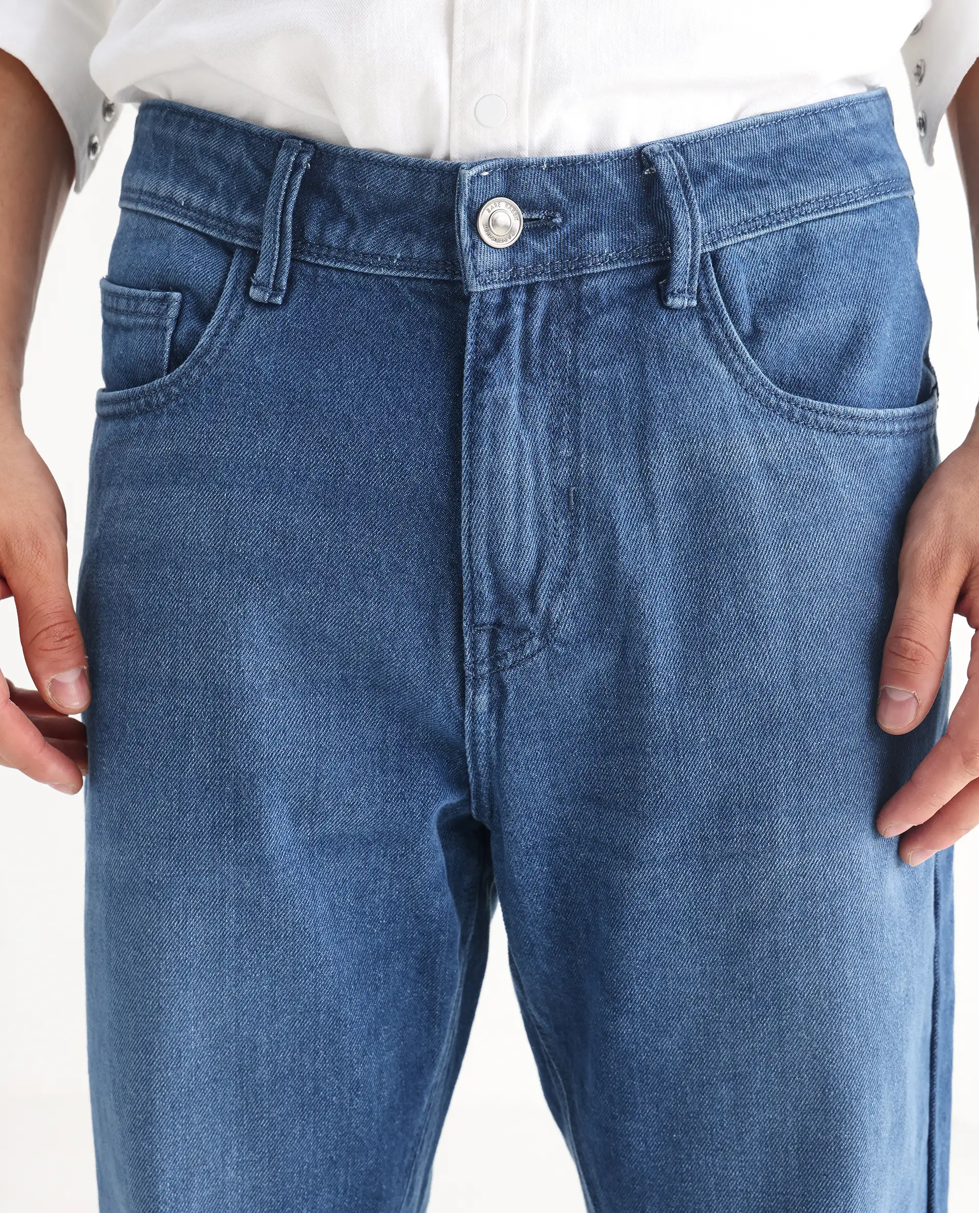 Rare Rabbit Men's Kobet Blue Cotton Plain Morris Regular Fit Jeans - Image 4