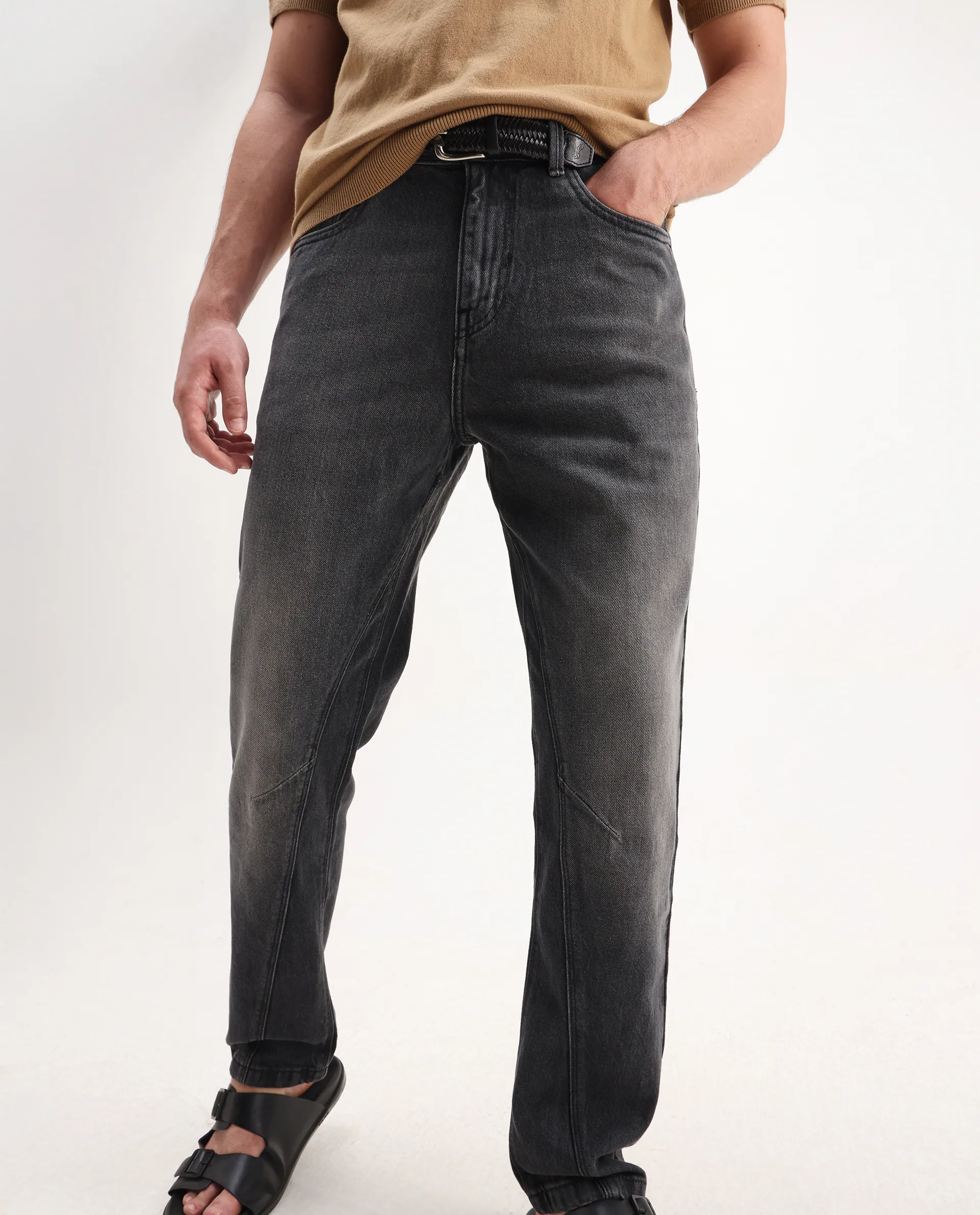 Rare Rabbit Men's Kobet Grey Cotton Plain Morris Regular Fit Jeans - Image 2