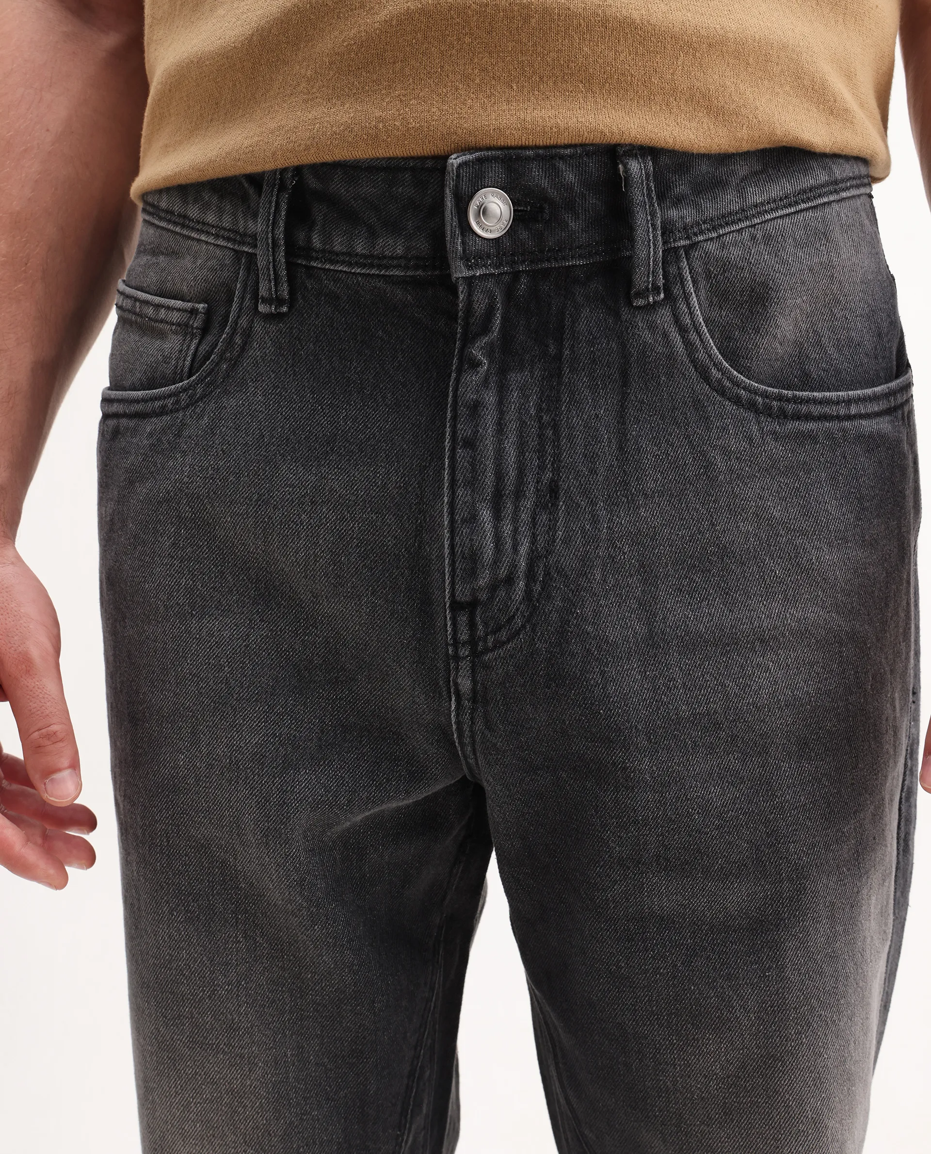 Rare Rabbit Men's Kobet Grey Cotton Plain Morris Regular Fit Jeans - Image 3