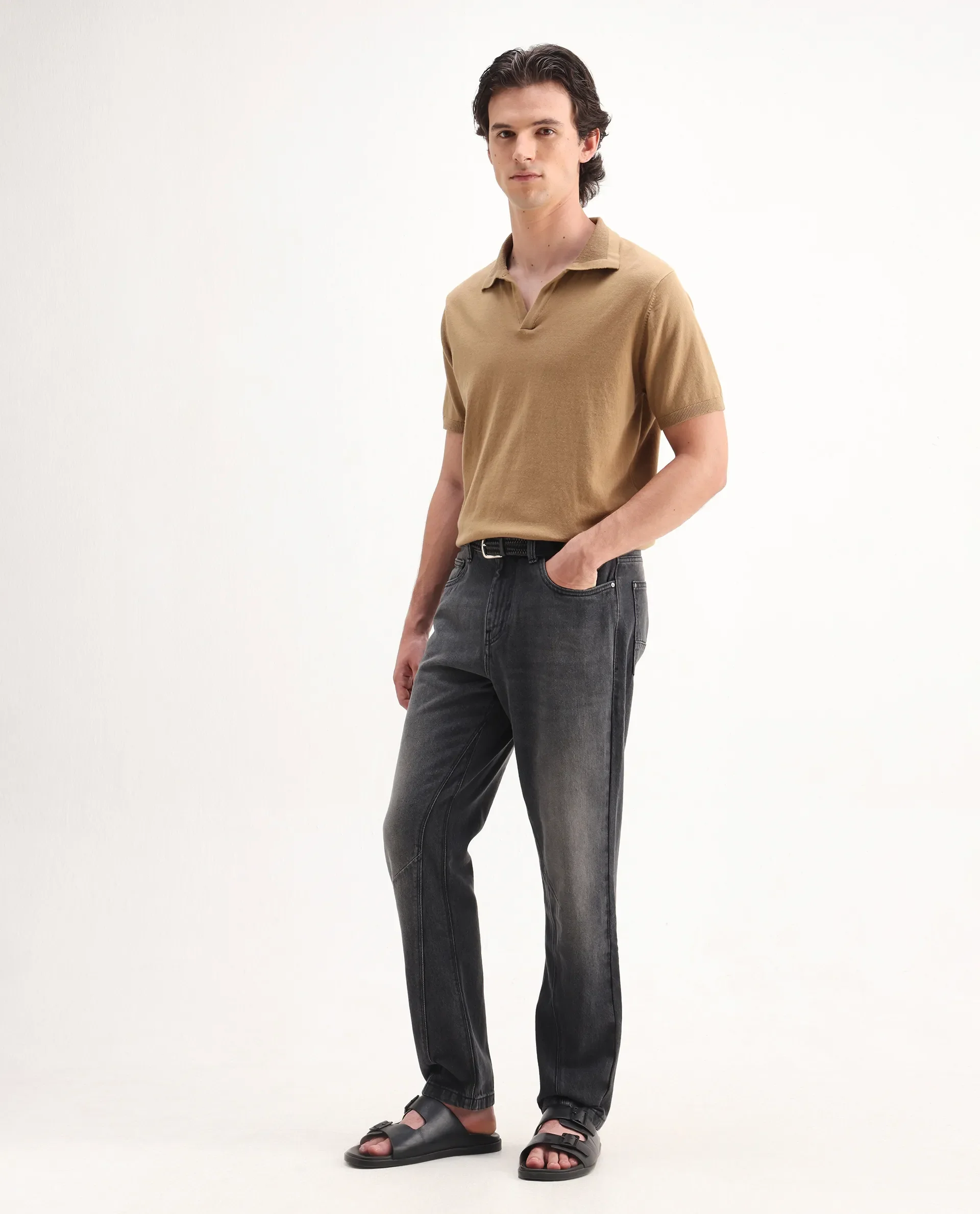 Rare Rabbit Men's Kobet Grey Cotton Plain Morris Regular Fit Jeans - Image 7