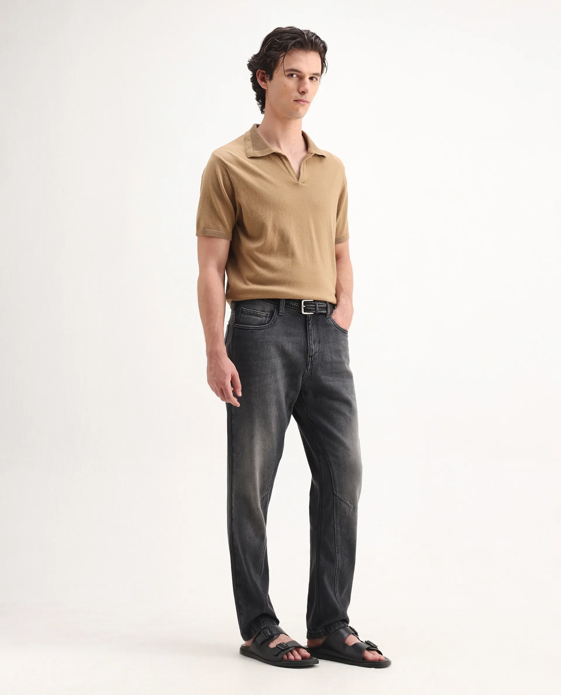 Rare Rabbit Men's Kobet Grey Cotton Plain Morris Regular Fit Jeans - Image 8
