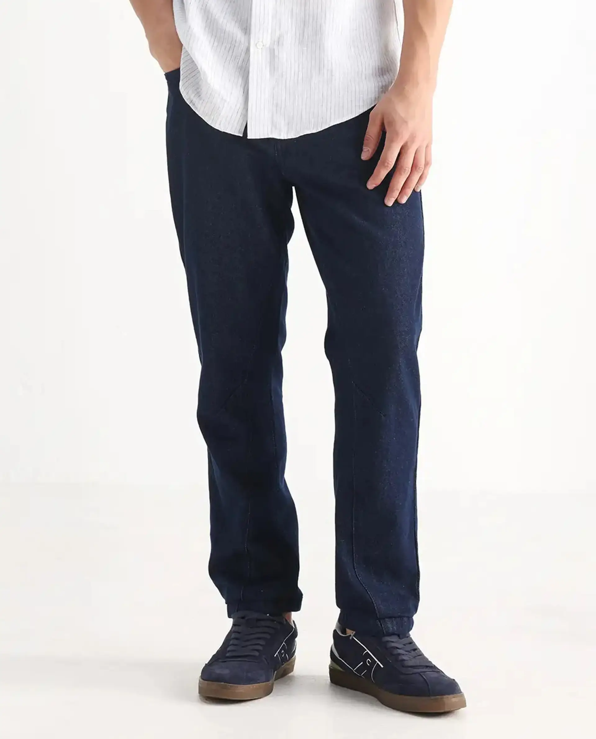 Rare Rabbit Men's Kobetor Dark Blue Cotton Plain Morris Regular Fit Jeans - Image 10