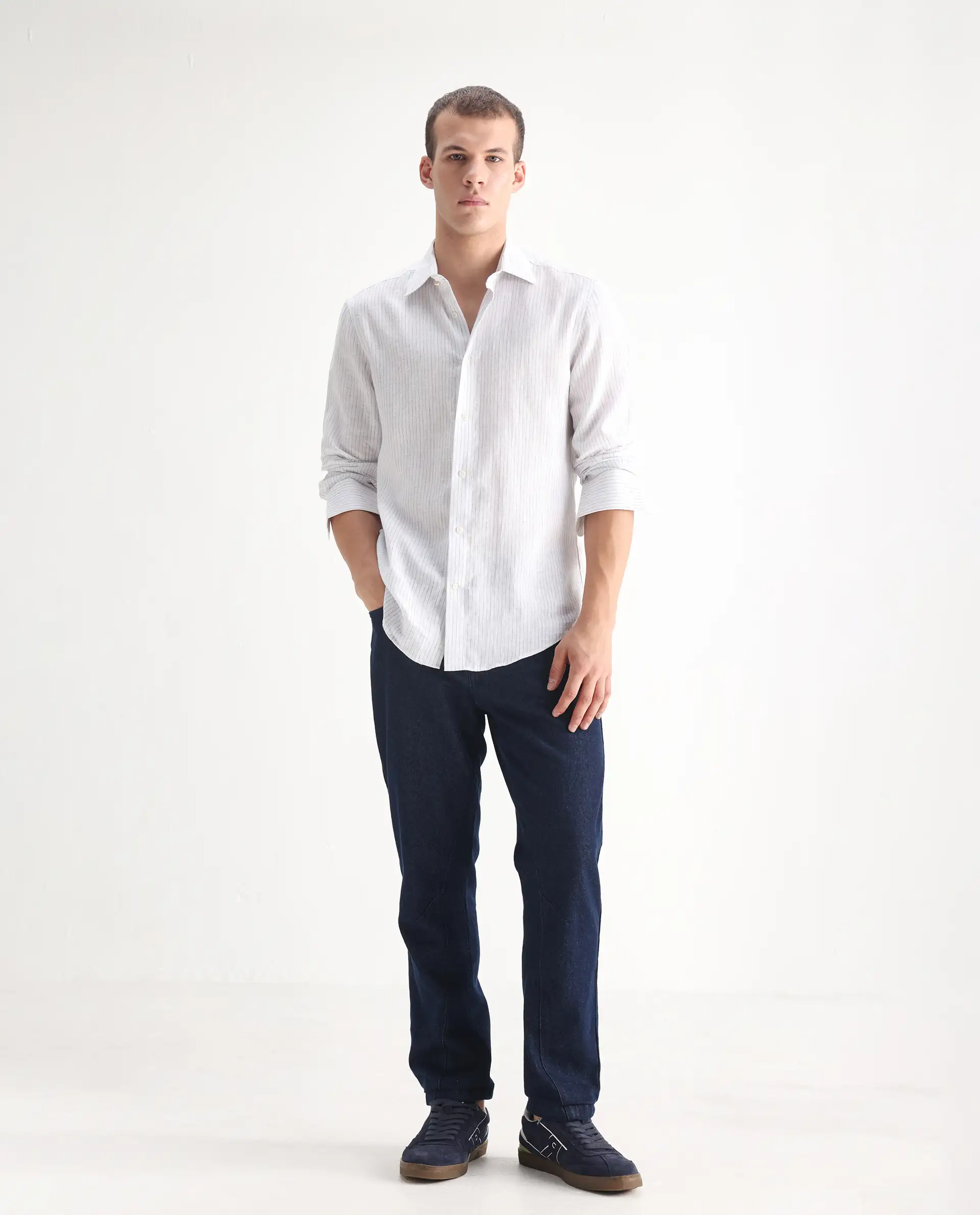 Rare Rabbit Men's Kobetor Dark Blue Cotton Plain Morris Regular Fit Jeans - Image 7
