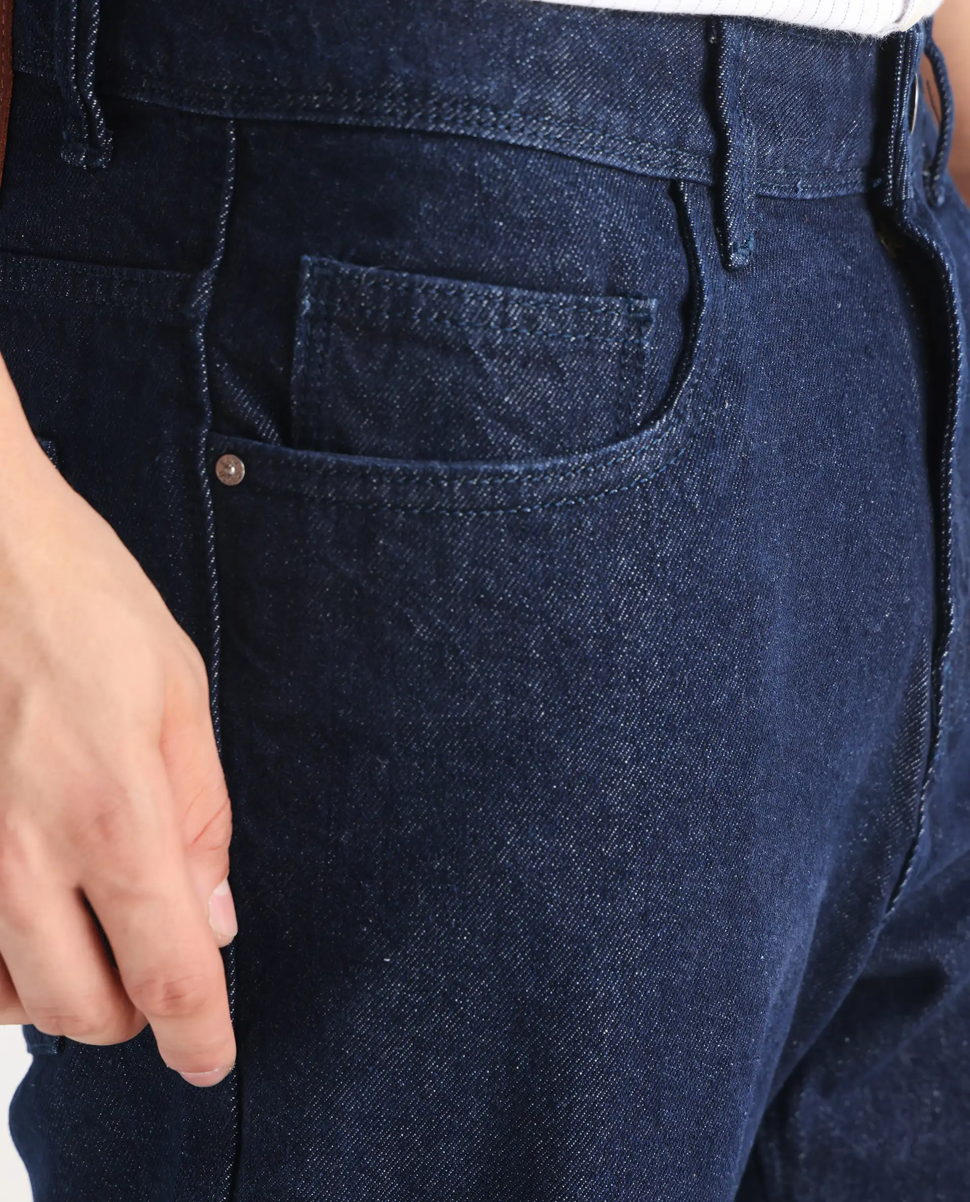 Rare Rabbit Men's Kobetor Dark Blue Cotton Plain Morris Regular Fit Jeans - Image 8