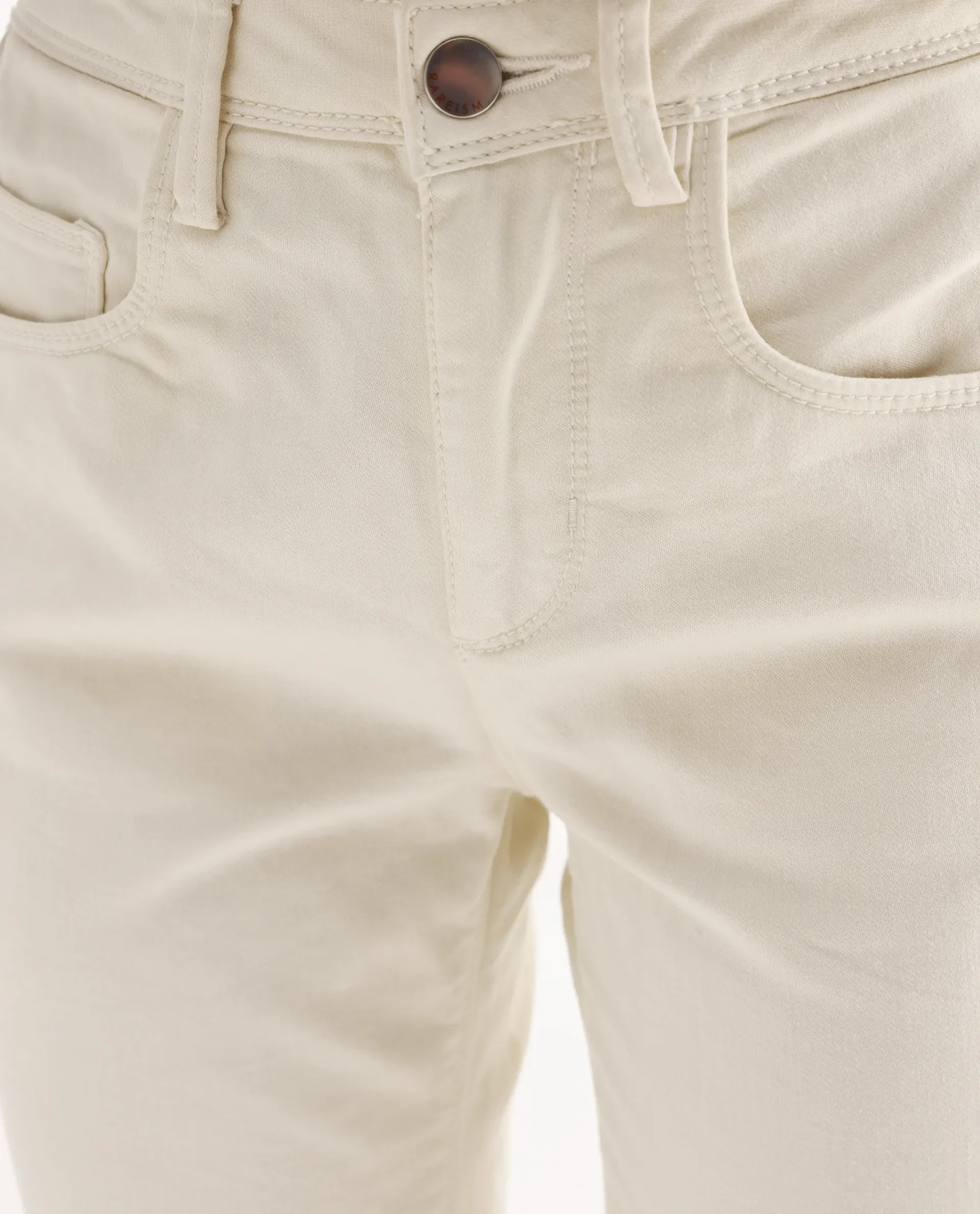 Rareism Women's Kocho Offwhite Cotton Blend Plain Ankle Length Slim Fit Jeans - Image 3