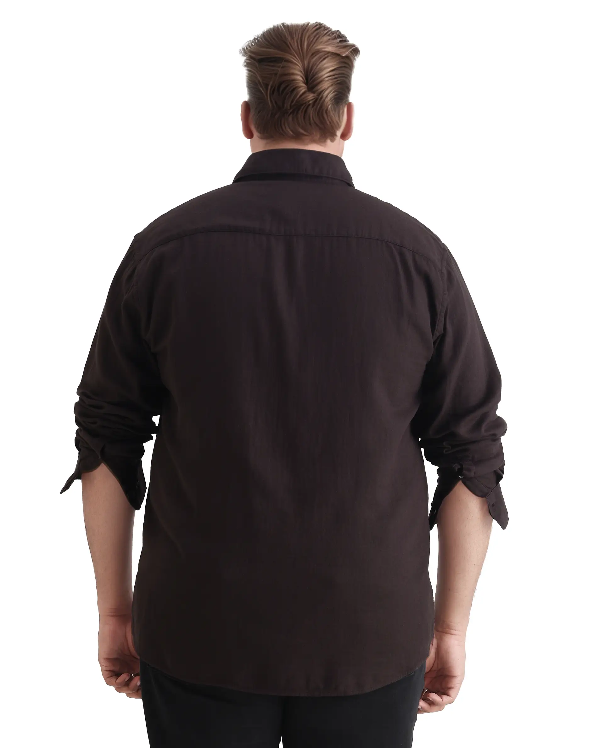 Rare Rabbit Men's Koft Big Brown Cotton Blend Fabric Full Sleeve Collared Neck Plain Shirt - Image 7