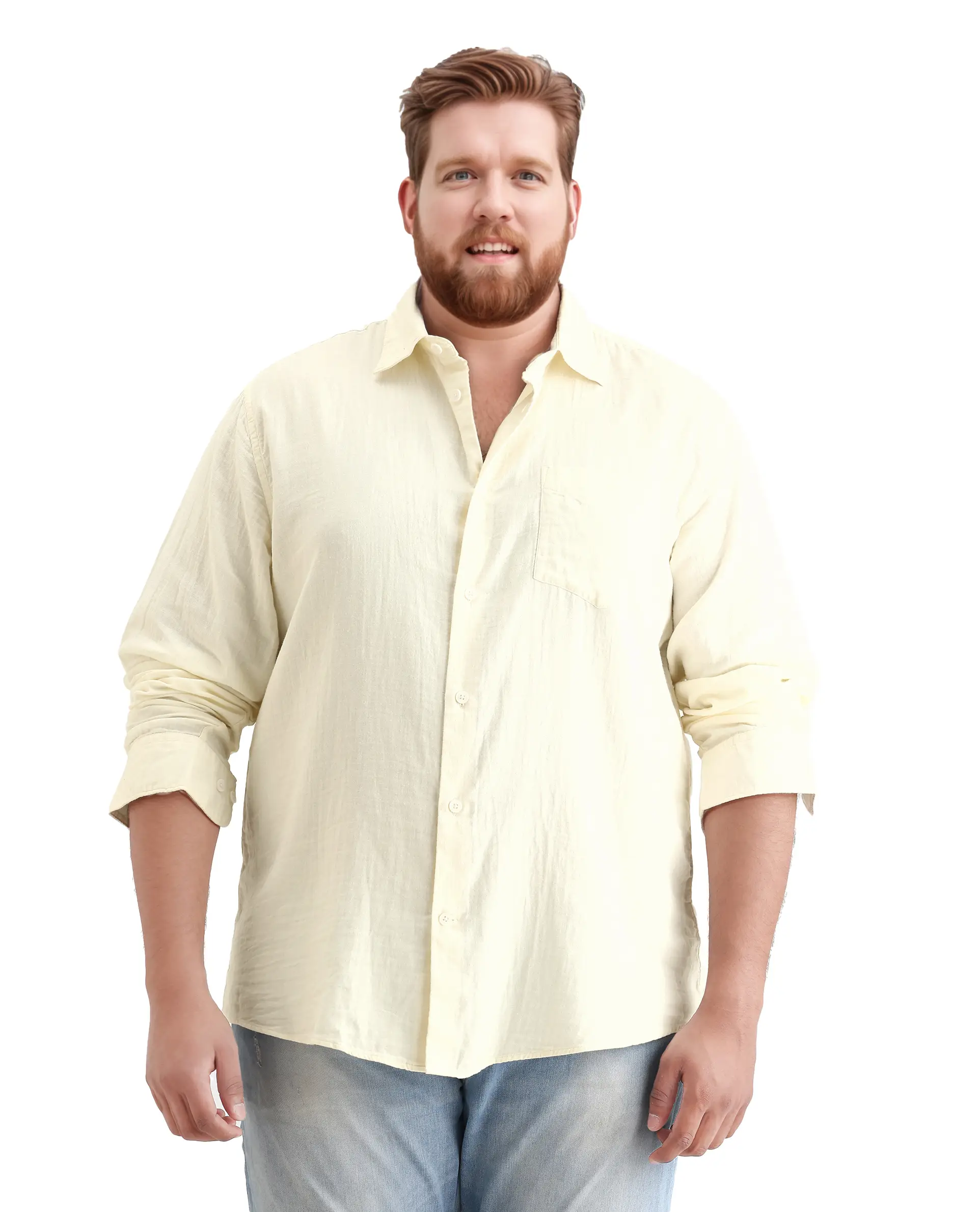 Rare Rabbit Men's Koft Big Off White Cotton Blend Fabric Full Sleeve Collared Neck Plain Shirt - Image 3