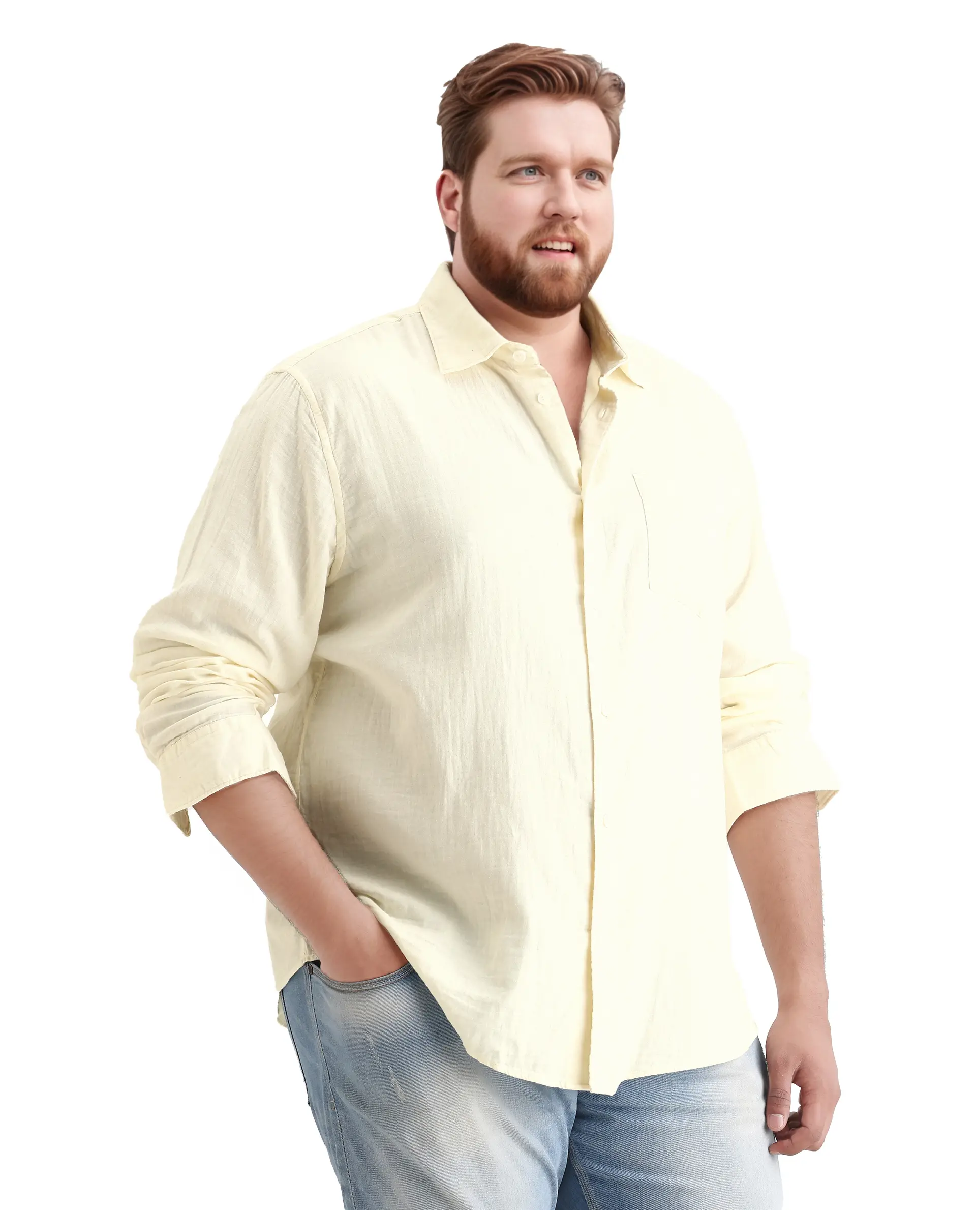 Rare Rabbit Men's Koft Big Off White Cotton Blend Fabric Full Sleeve Collared Neck Plain Shirt - Image 5