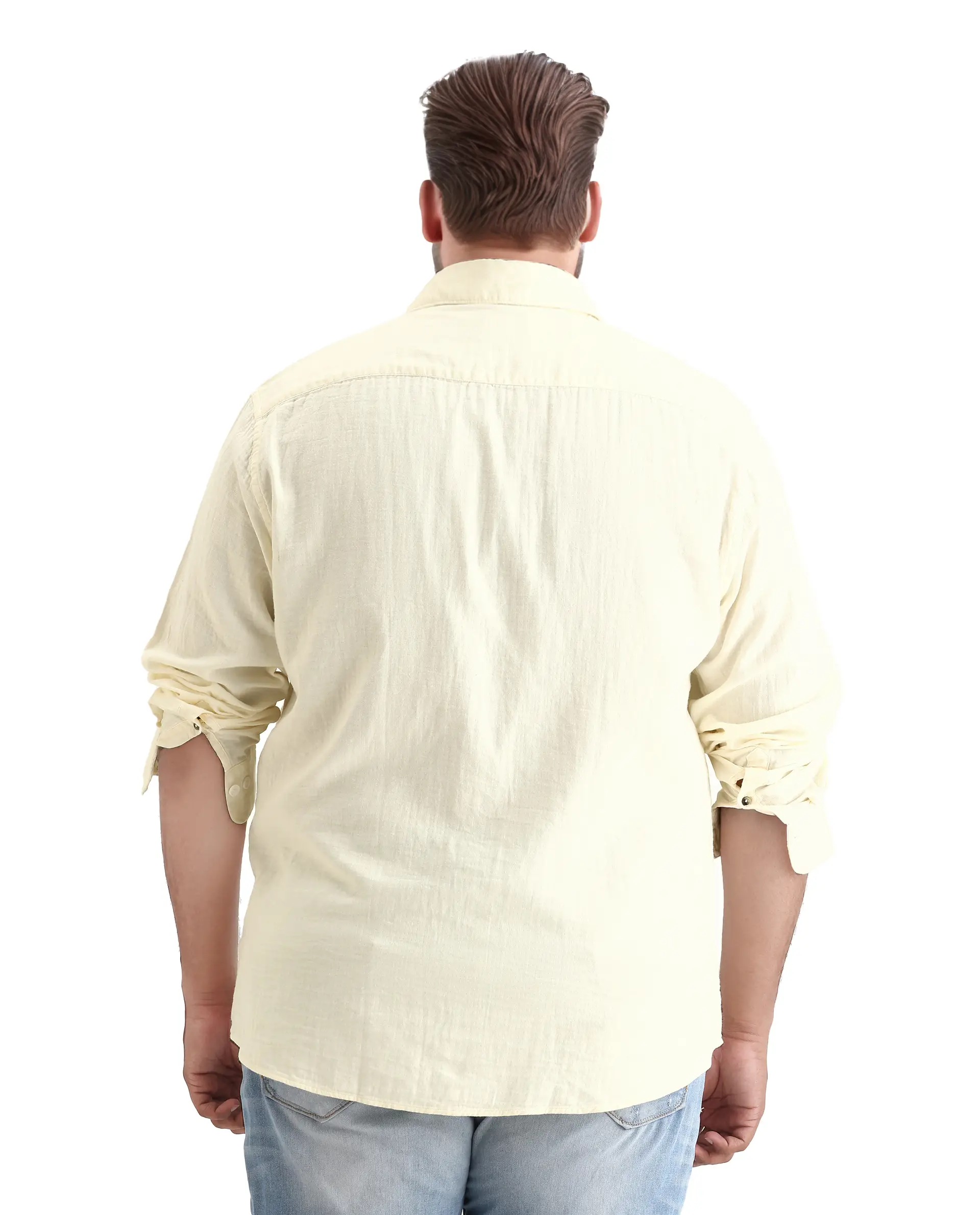 Rare Rabbit Men's Koft Big Off White Cotton Blend Fabric Full Sleeve Collared Neck Plain Shirt - Image 7