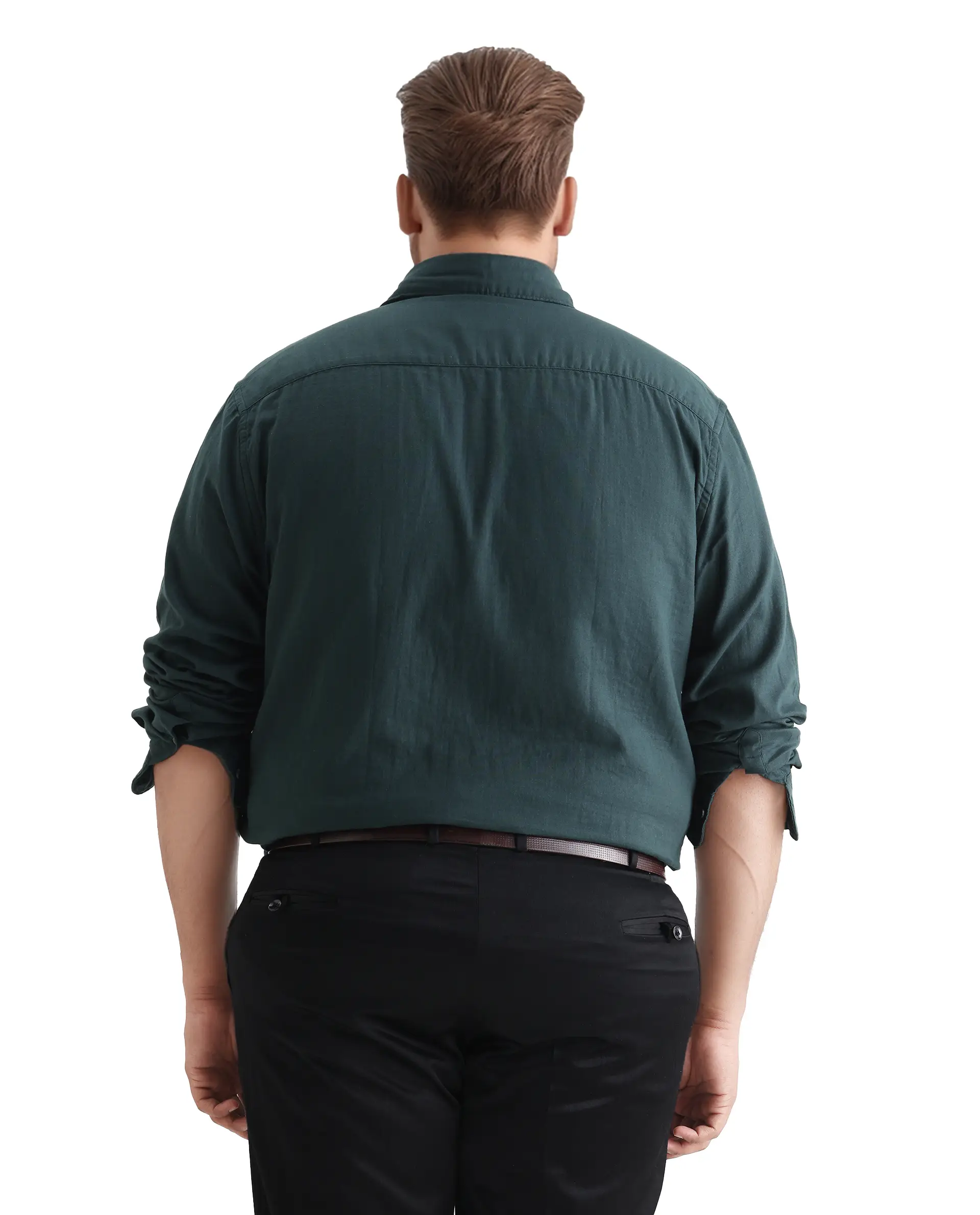 Rare Rabbit Men's Koft Big Teal Cotton Blend Fabric Full Sleeve Collared Neck Plain Shirt - Image 7
