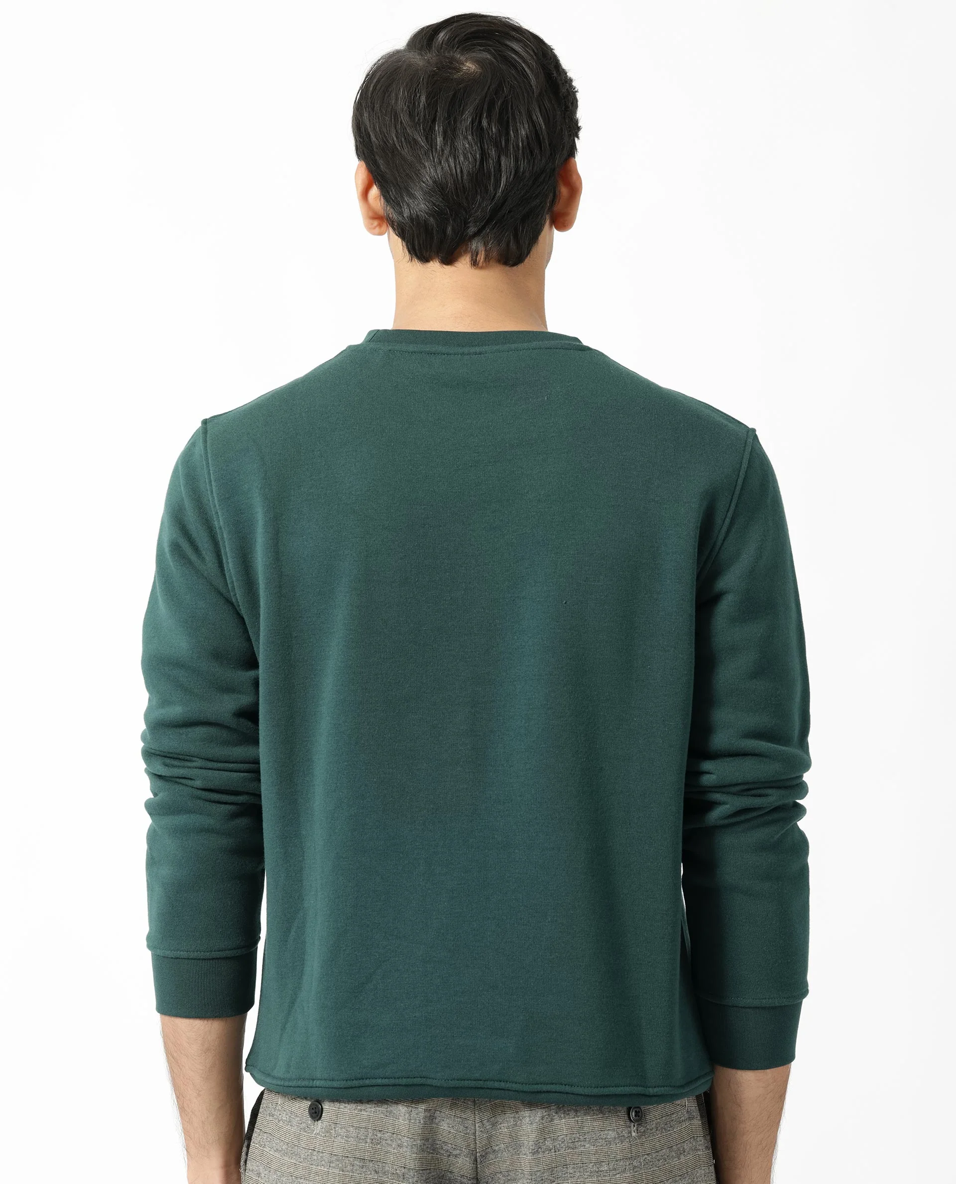 Rare Rabbit Men's Kofu Green Cotton Graphic Print Regular Fit Full Sleeve Crew Neck Sweatshirt - Image 9