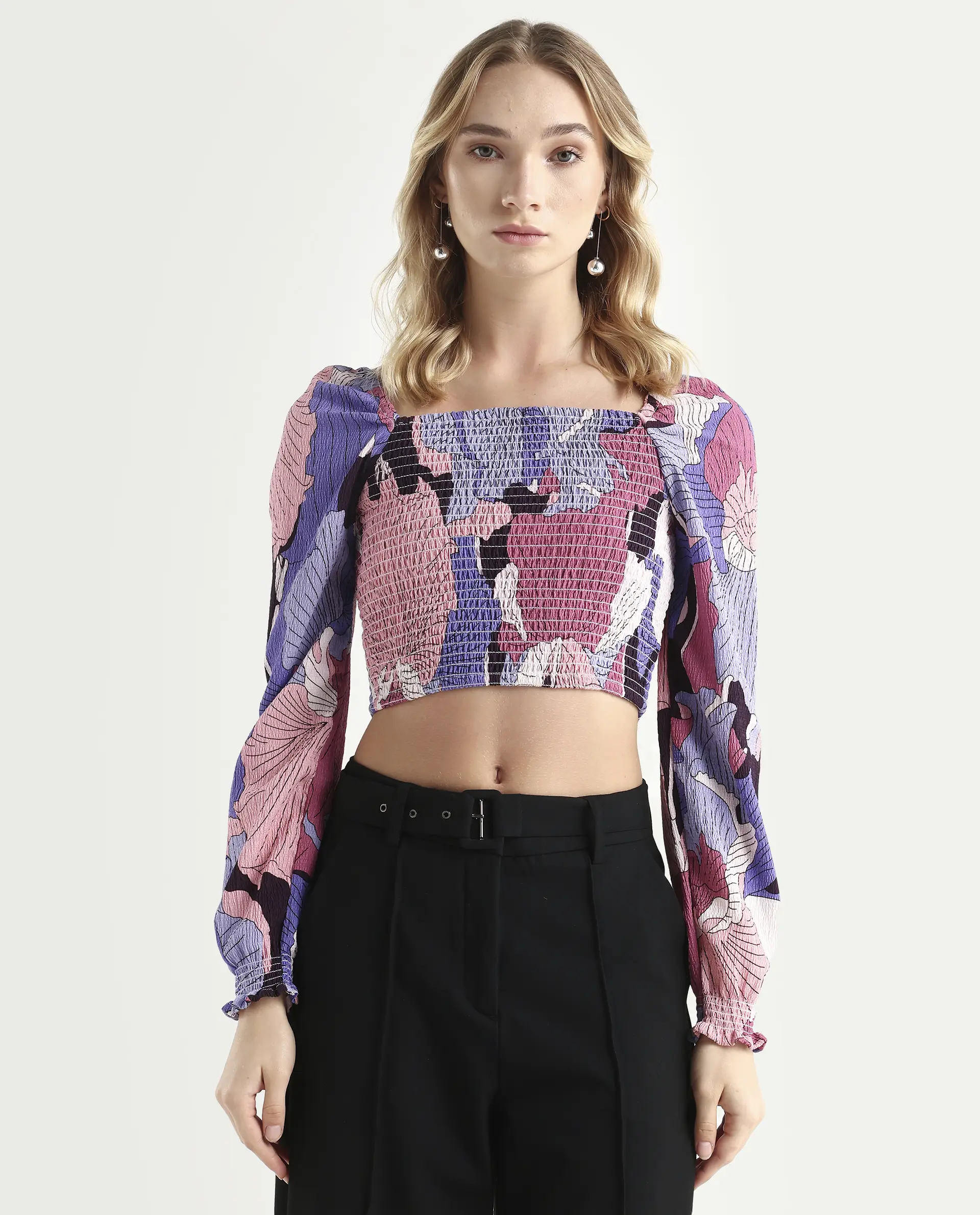Rareism Women's Kohl Multi Square Neck Printed Knee Length Regular Fit Top - Image 3