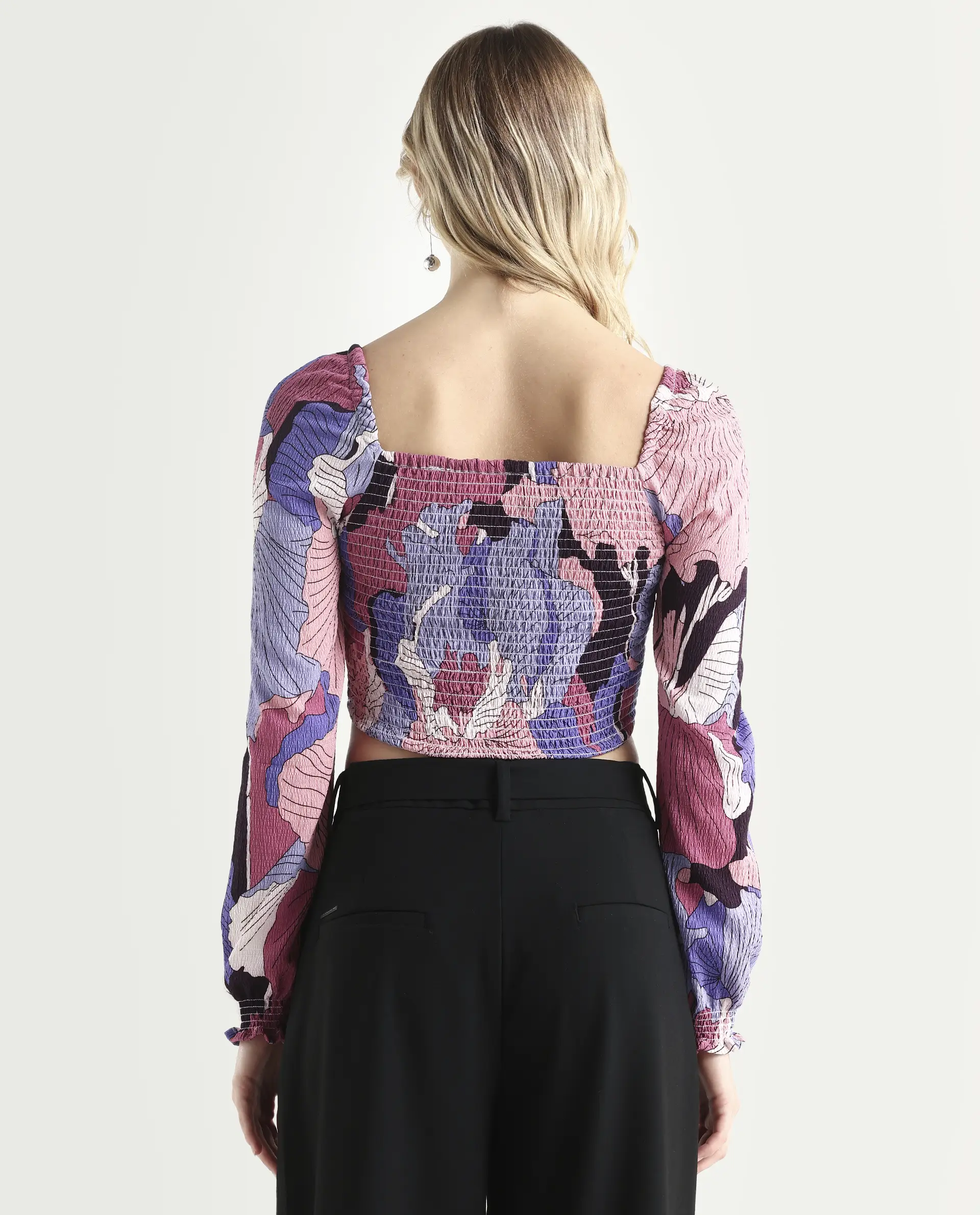 Rareism Women's Kohl Multi Square Neck Printed Knee Length Regular Fit Top - Image 7