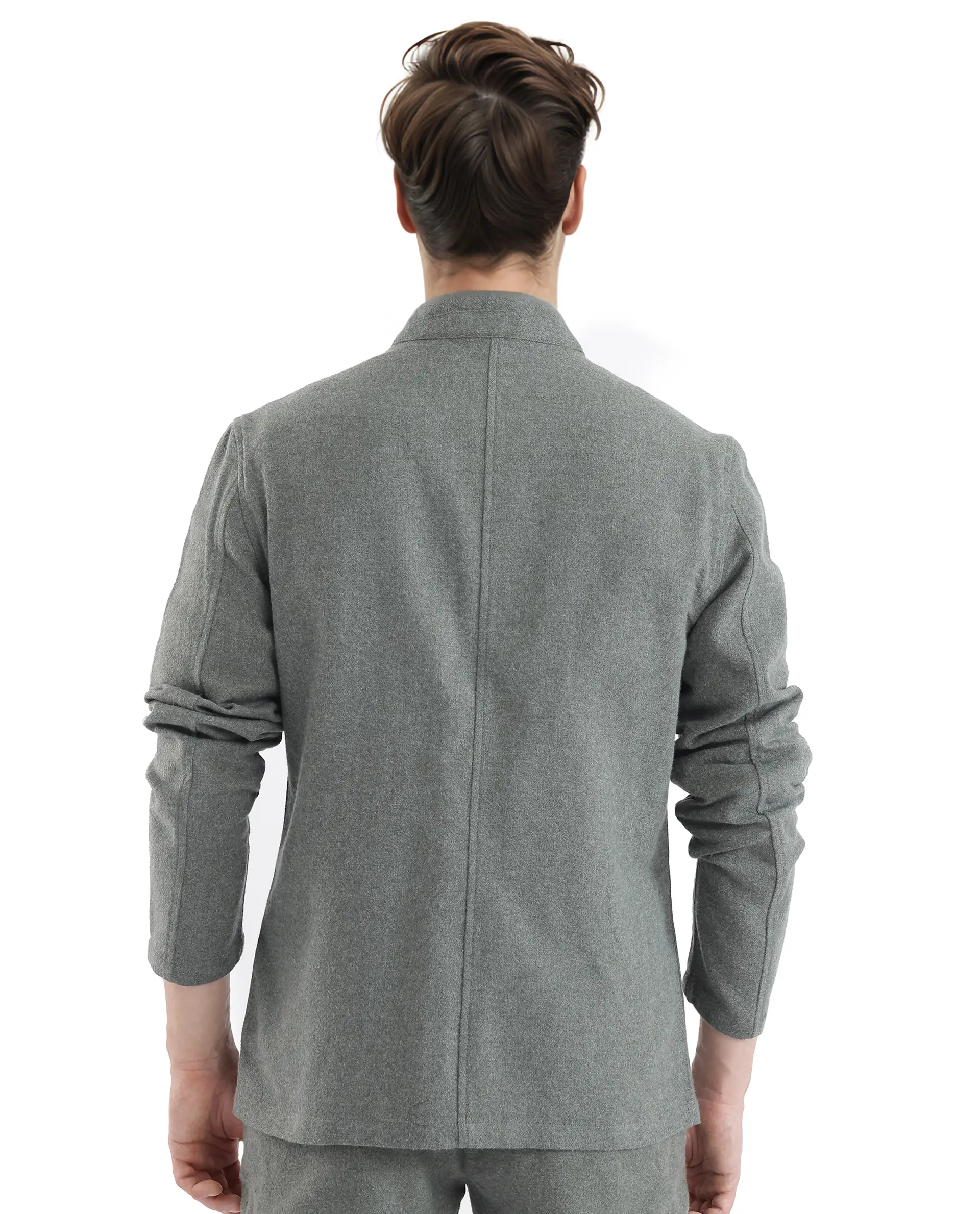 Rare Rabbit Men's Kolo Dark Green Polyester Blend Plain Regular Fit Full Sleeve Mandarin Collar Shacket - Image 4