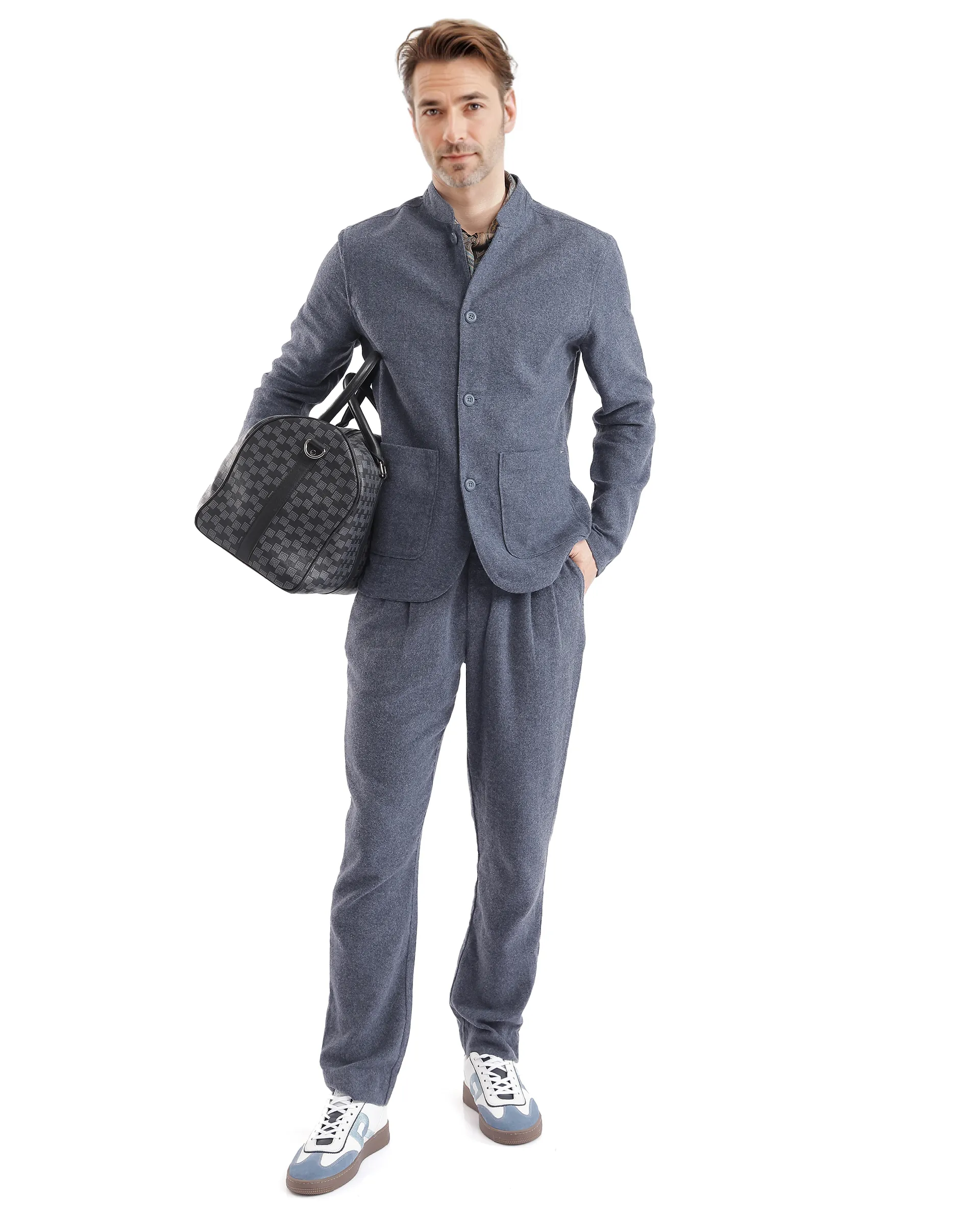Rare Rabbit Men's Kolo Navy Polyester Blend Plain Regular Fit Full Sleeve Mandarin Collar Shacket - Image 2