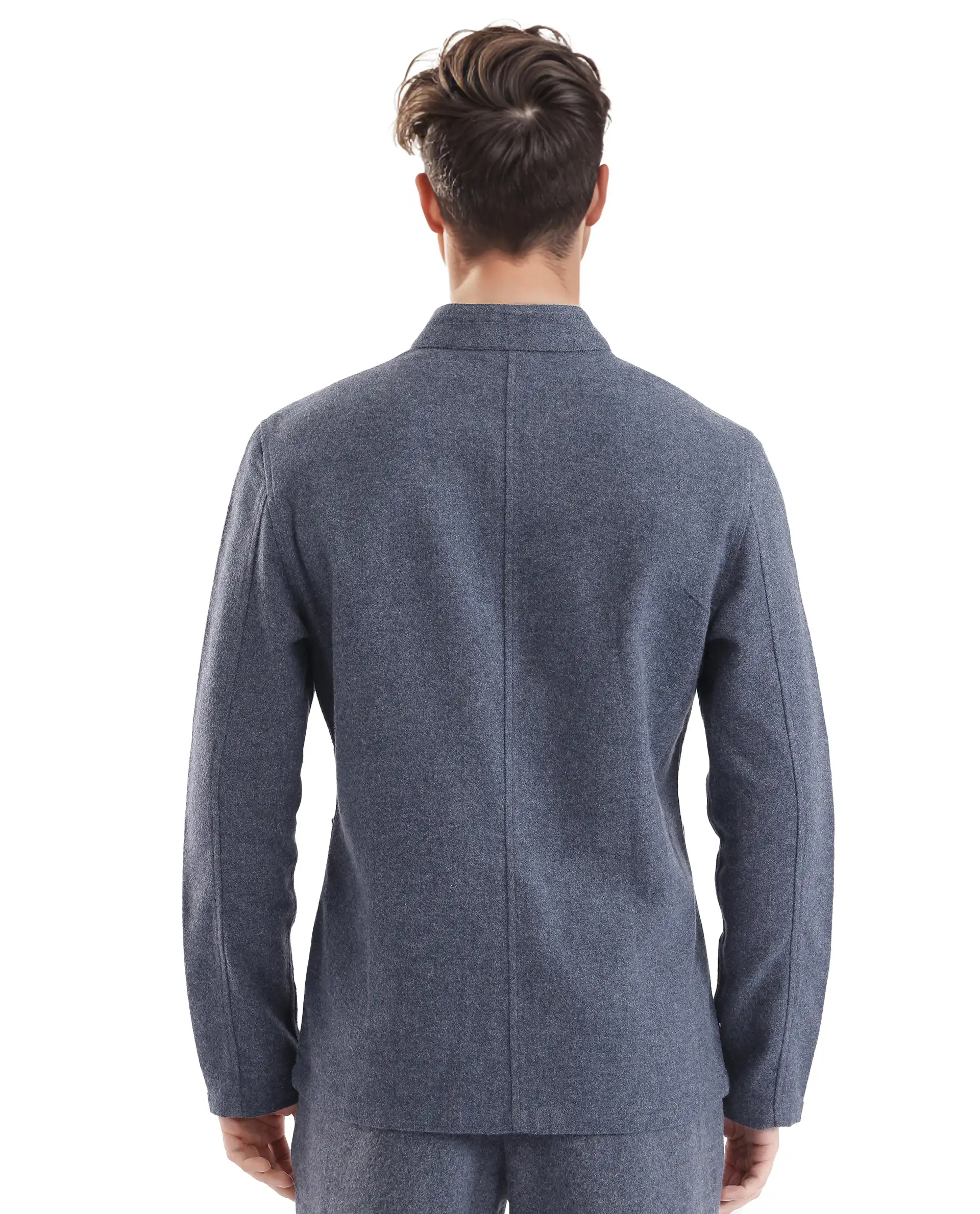 Rare Rabbit Men's Kolo Navy Polyester Blend Plain Regular Fit Full Sleeve Mandarin Collar Shacket - Image 4
