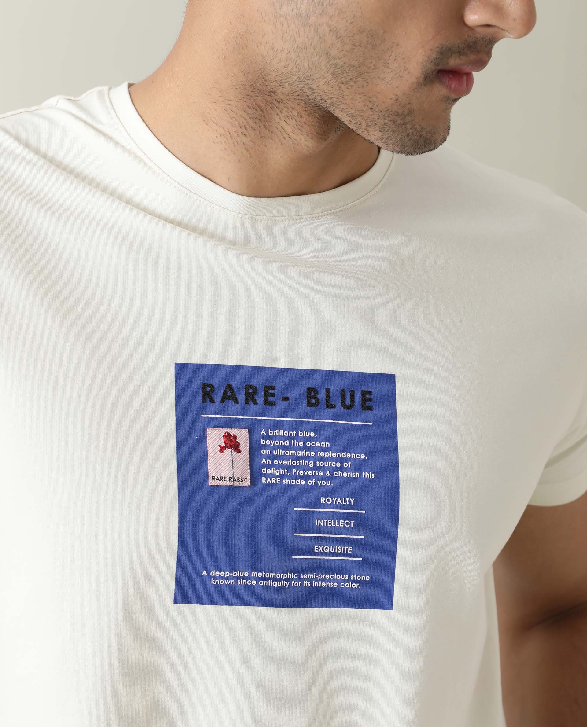 Rare Rabbit Men's Kolor Pastel Yellow Cotton Graphic Print Slim Fit Half Sleeve Crew Neck T-Shirt - Image 2