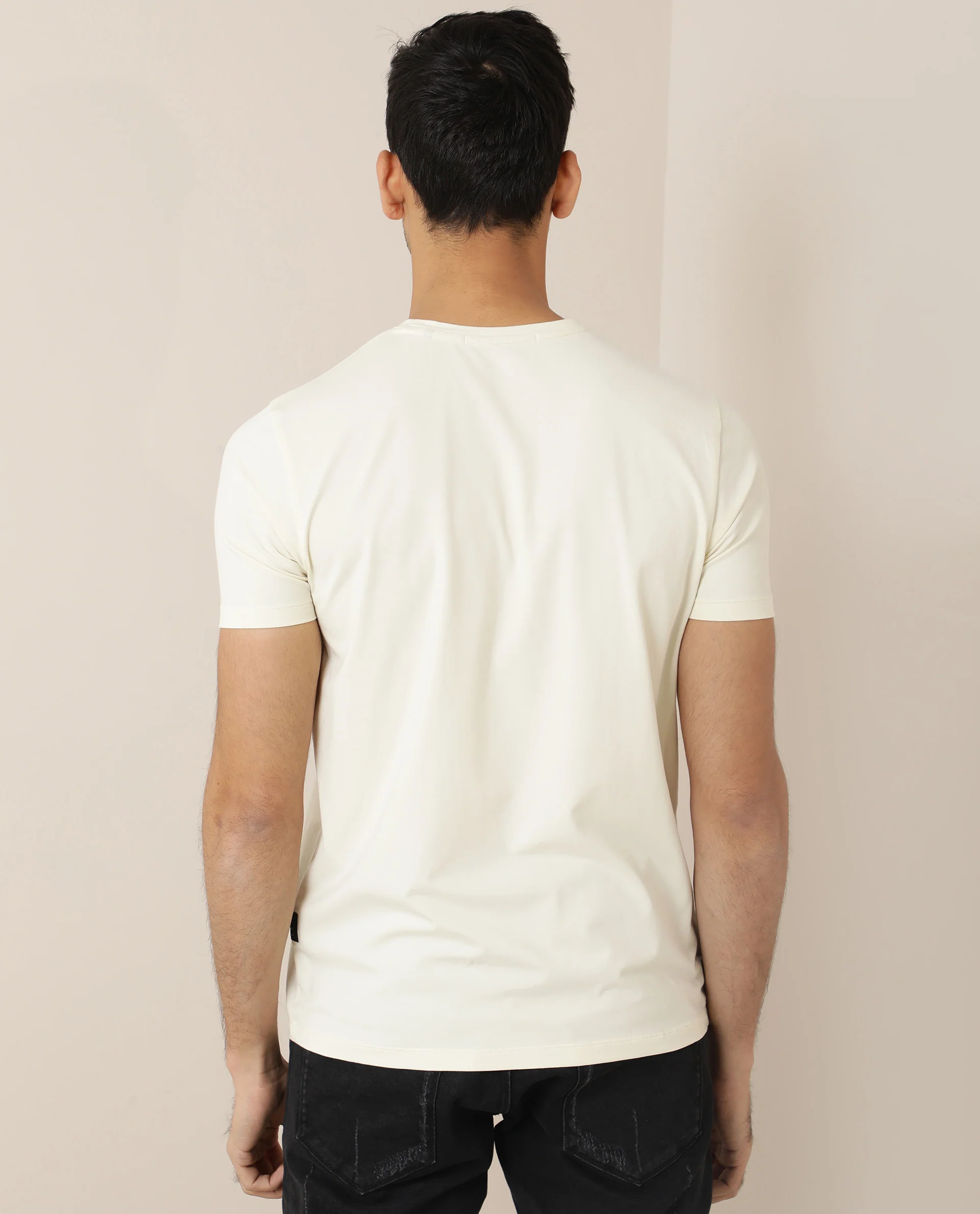Rare Rabbit Men's Kolor Pastel Yellow Cotton Graphic Print Slim Fit Half Sleeve Crew Neck T-Shirt - Image 6