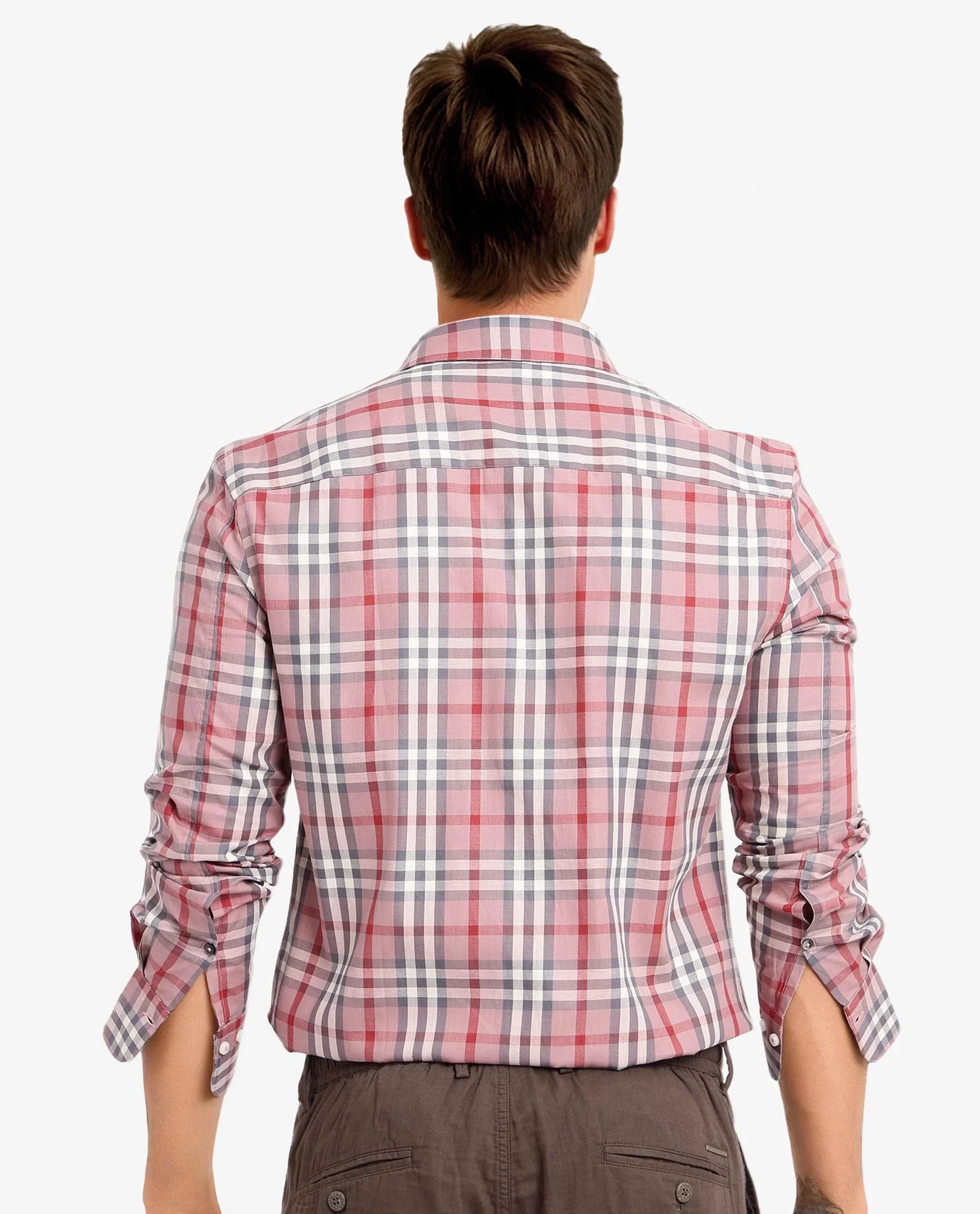 Rare Rabbit Men's Kolt Red Cotton Checked Print Regular Fit Full Sleeve Collared Shirt - Image 4