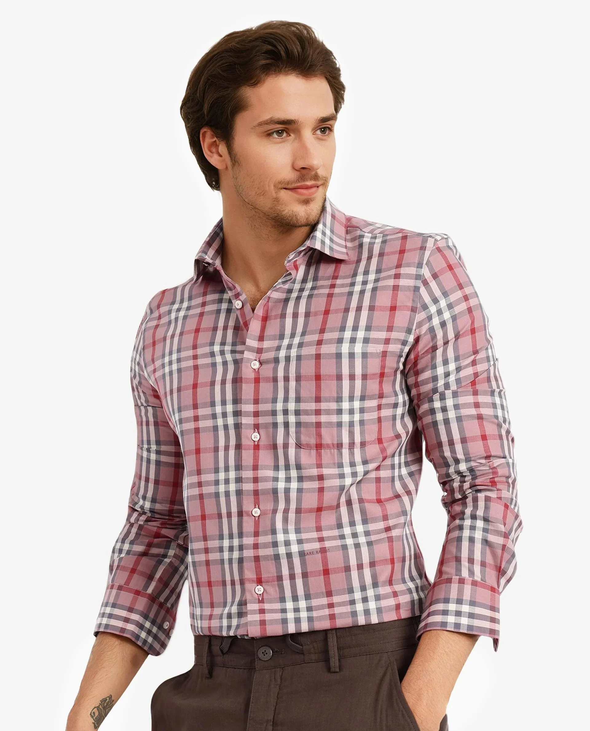 Rare Rabbit Men's Kolt Red Cotton Checked Print Regular Fit Full Sleeve Collared Shirt - Image 5
