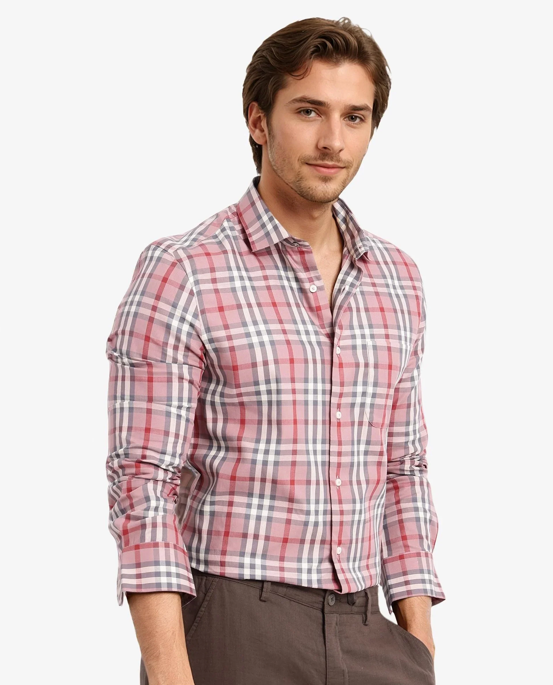 Rare Rabbit Men's Kolt Red Cotton Checked Print Regular Fit Full Sleeve Collared Shirt - Image 6
