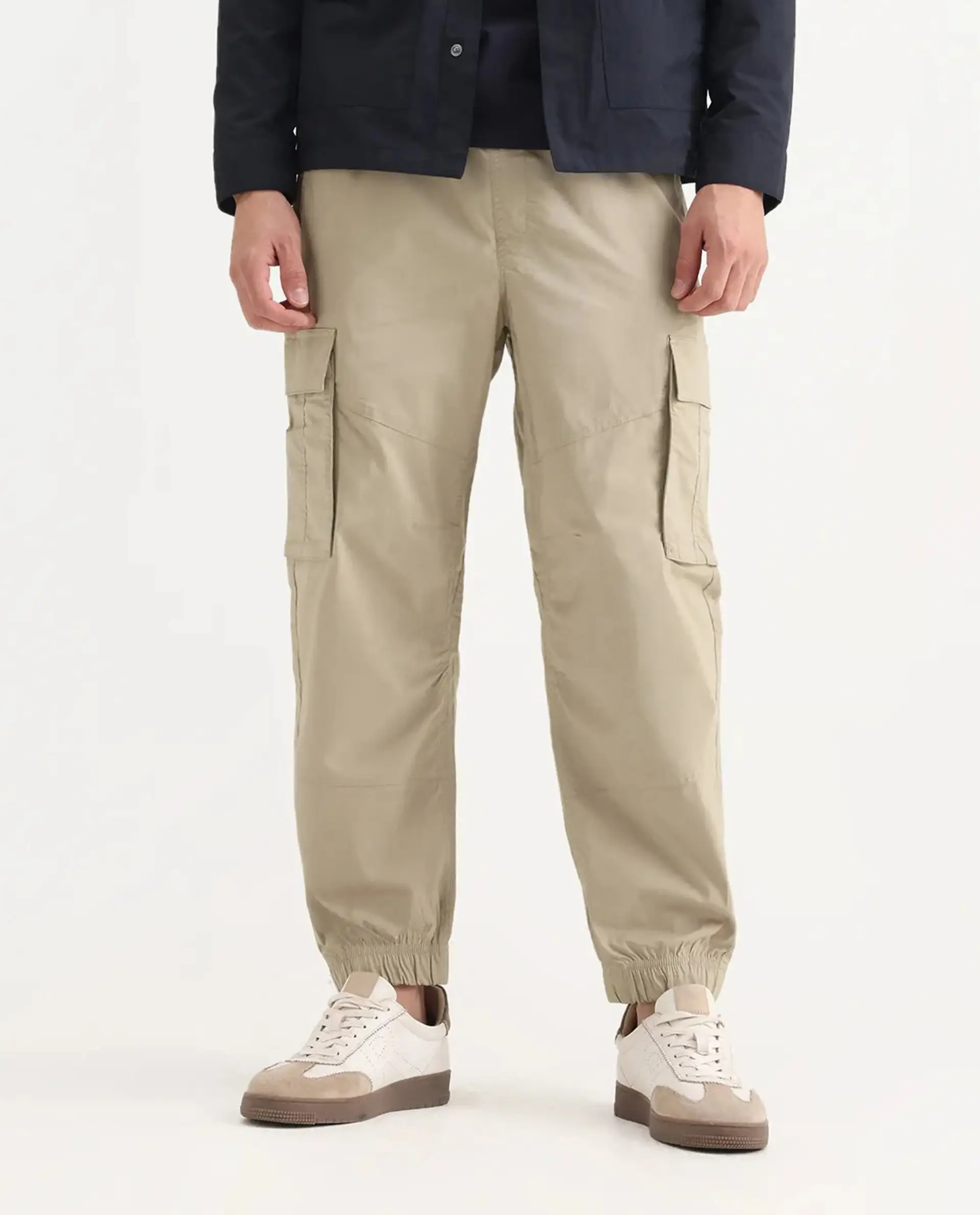 Rare Rabbit Men's Korb Beige Cotton Blend Plain Relaxed Fit Trouser - Image 11