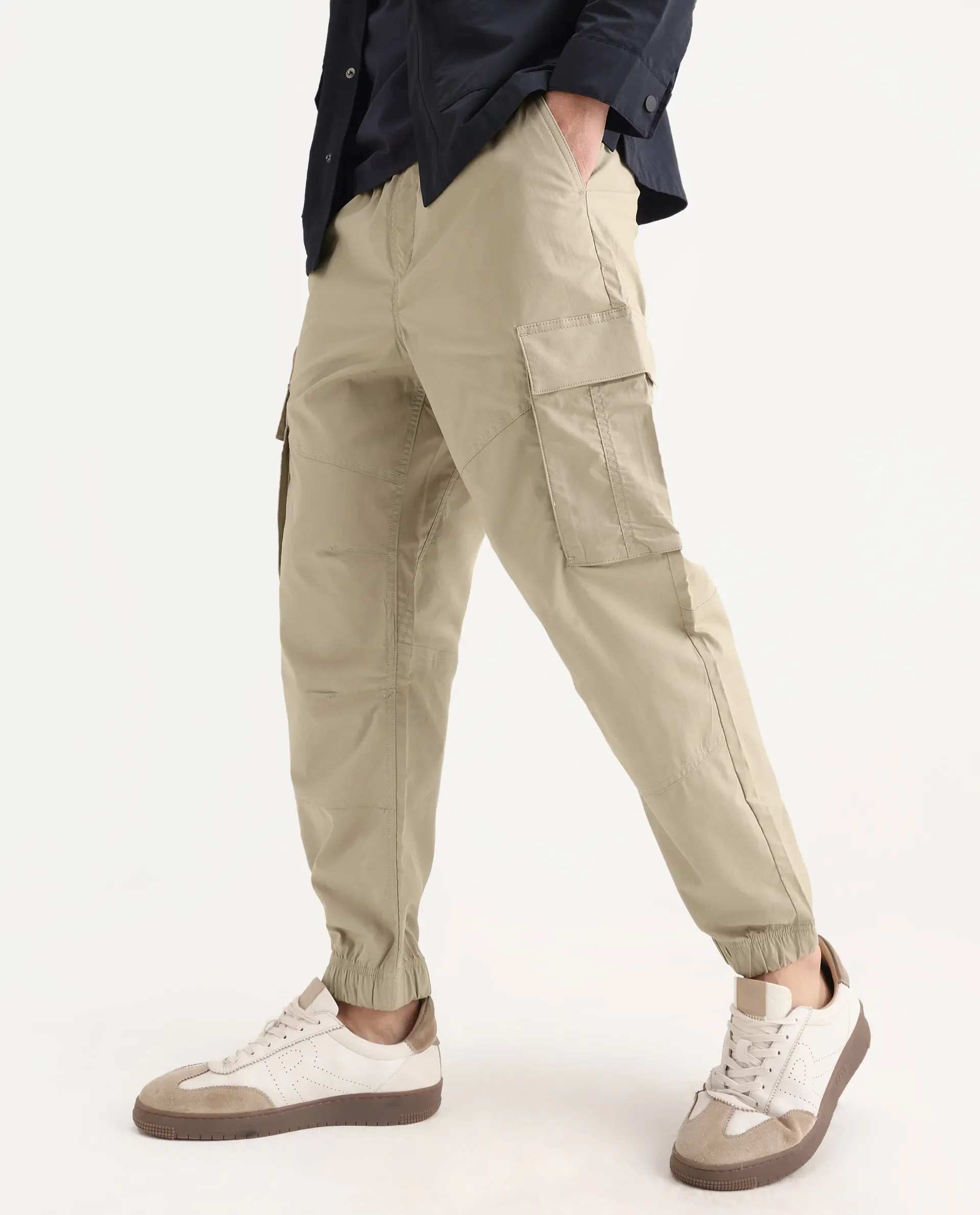 Rare Rabbit Men's Korb Beige Cotton Blend Plain Relaxed Fit Trouser - Image 2