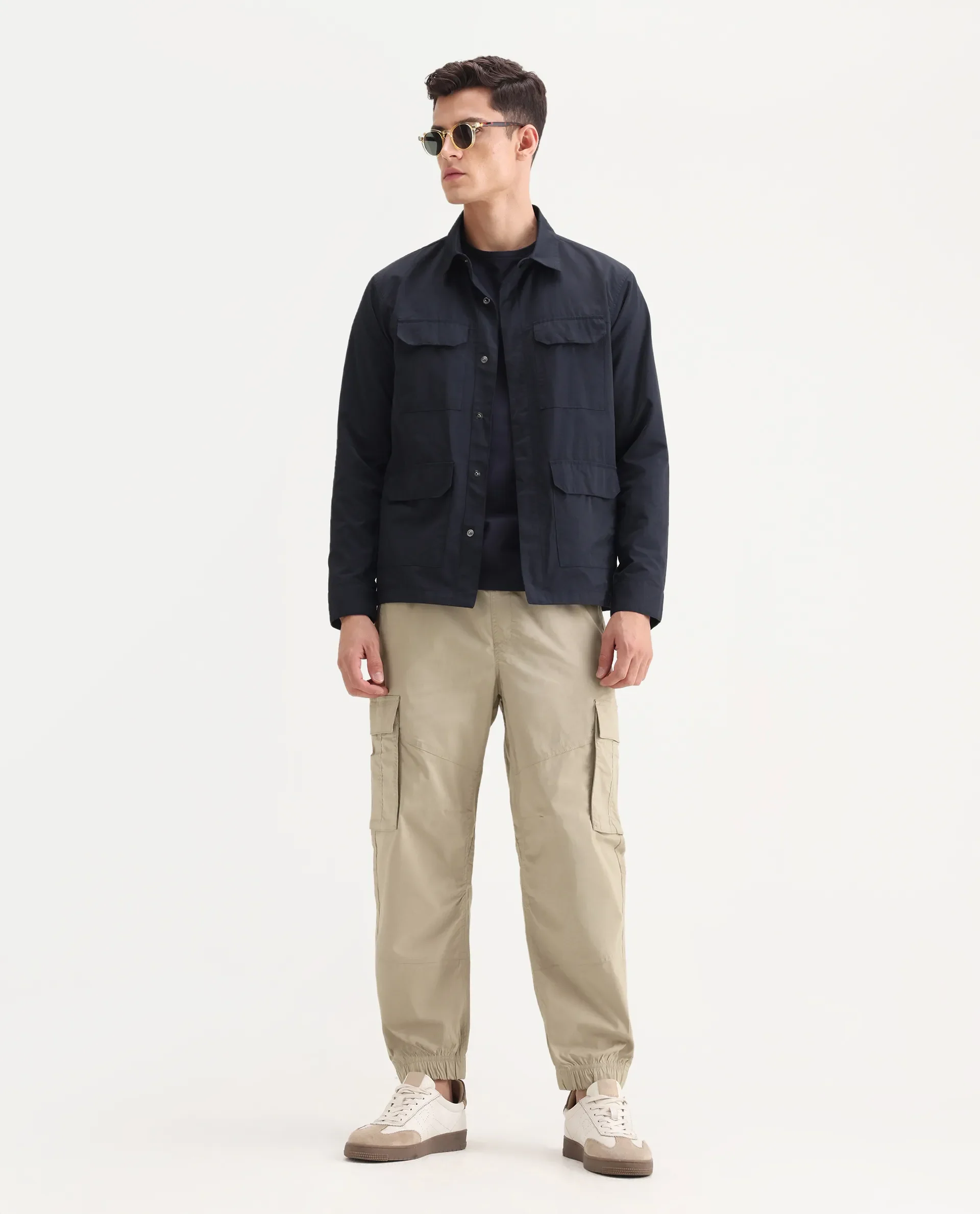 Rare Rabbit Men's Korb Beige Cotton Blend Plain Relaxed Fit Trouser - Image 4