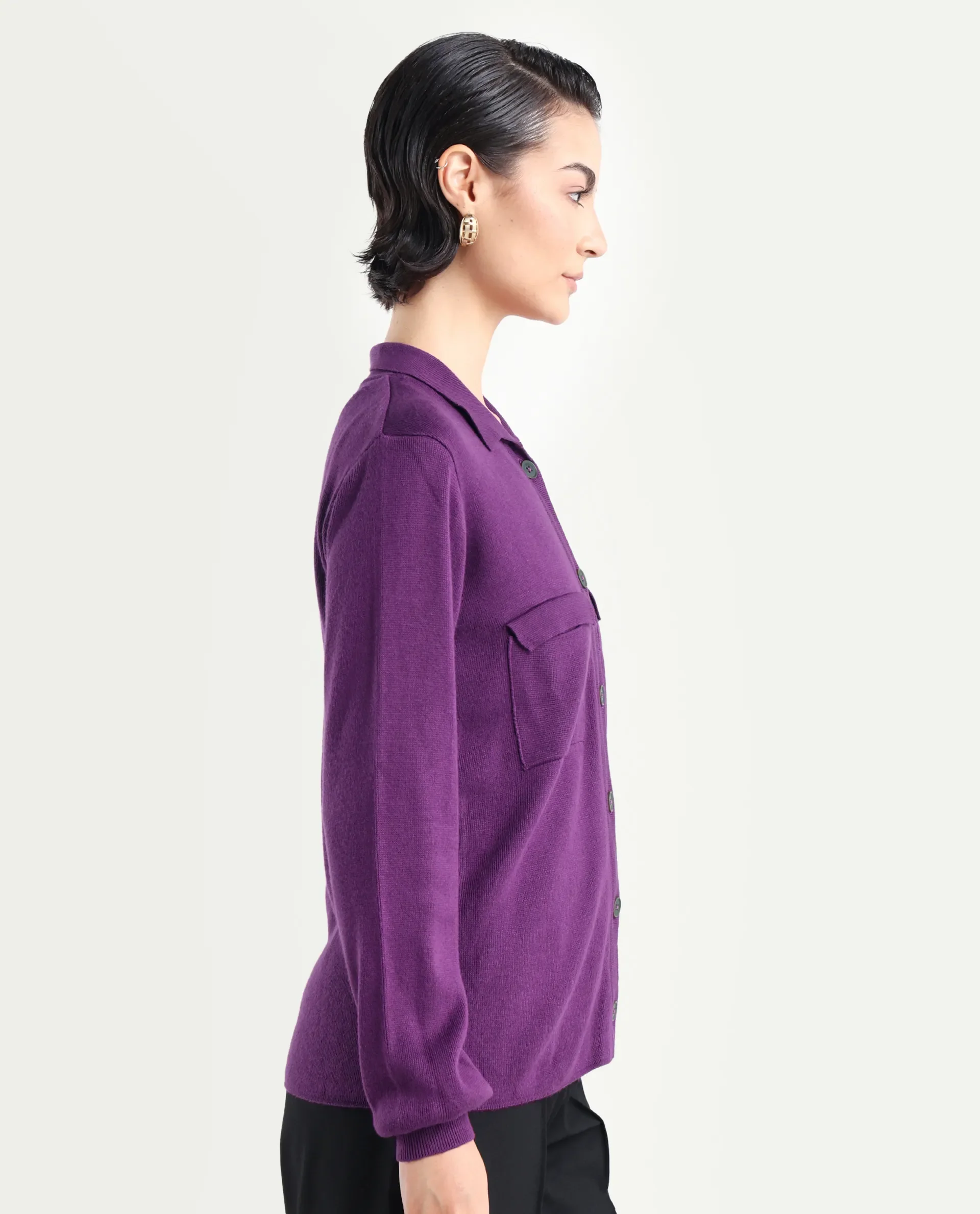 Rareism Women's Korn Purple Viscose Spread Collar Plain Regular Fit Sweater - Image 6