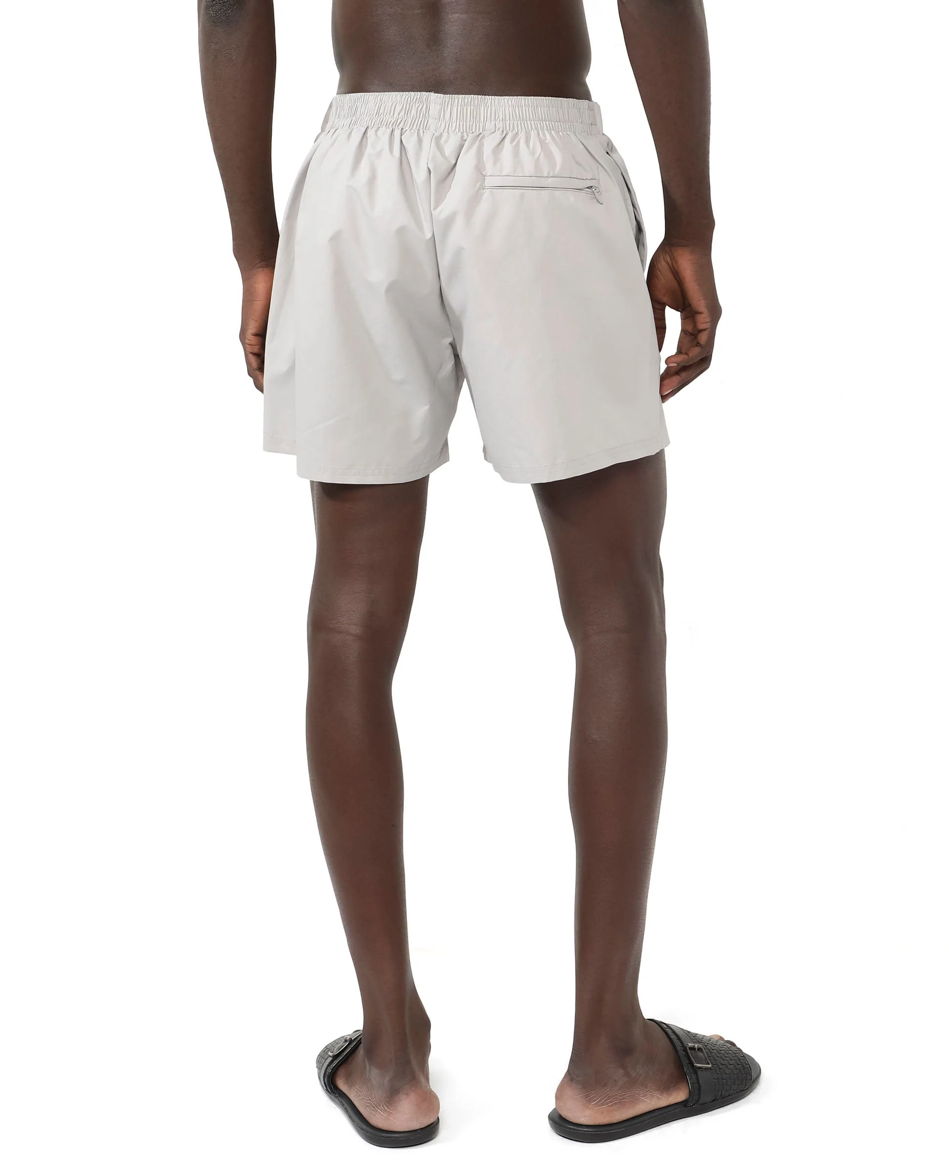 Rare Rabbit Men's Kort Grey Polyester Fabric Buckle Fastening Regular Fit Solid Shorts - Image 9