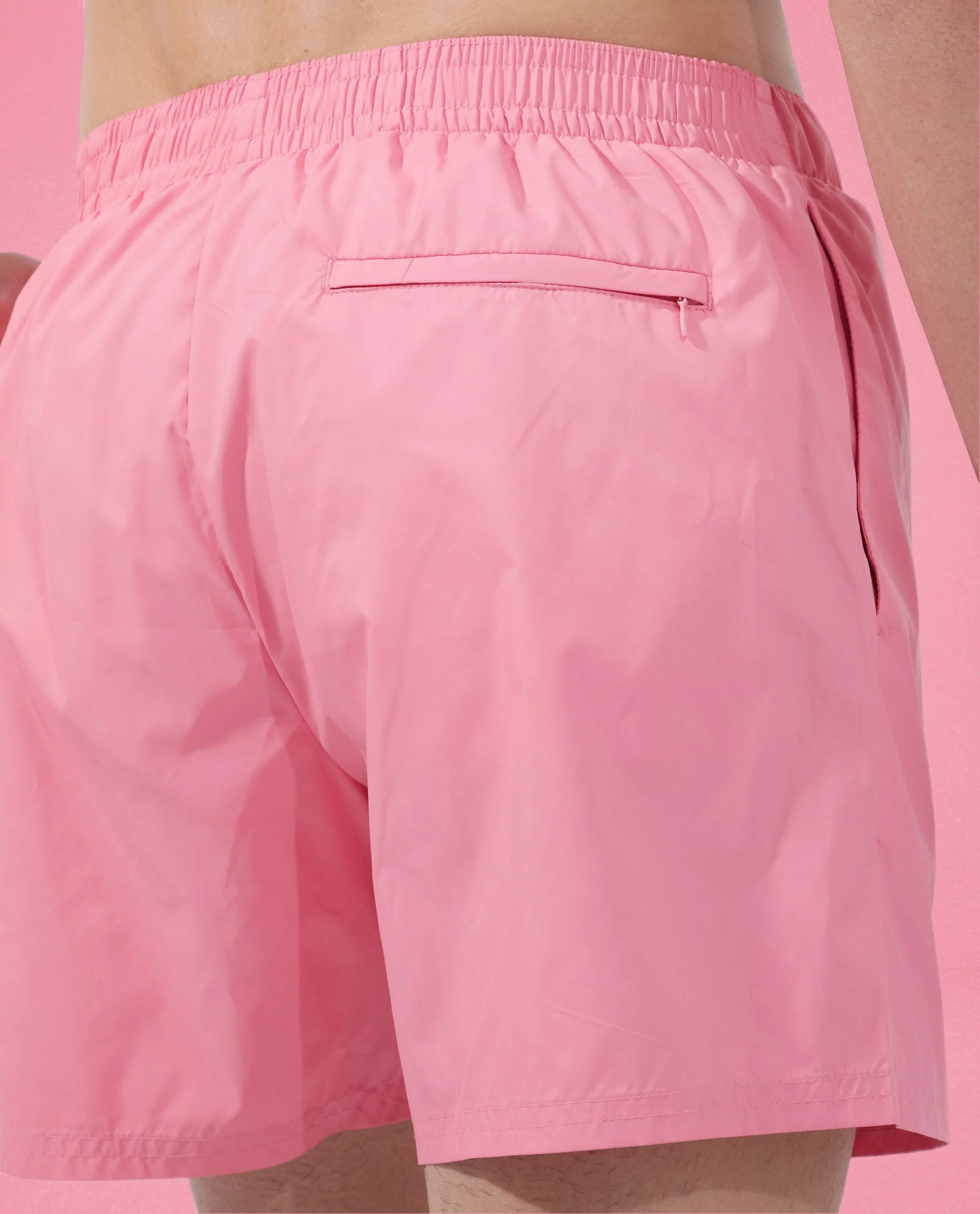 Rare Rabbit Men's Kort Light Pink Polyester Fabric Buckle Fastening Regular Fit Solid Shorts - Image 11