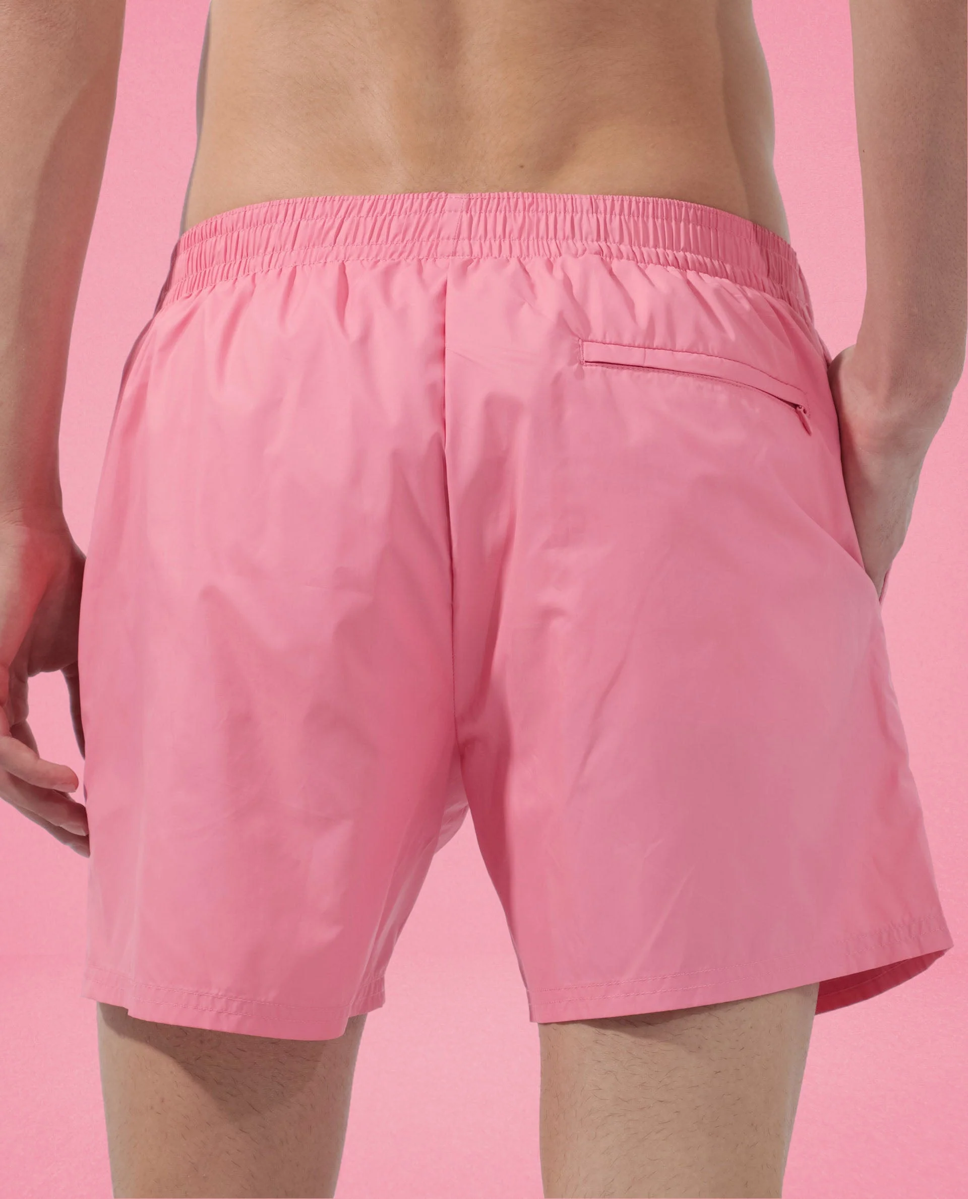 Rare Rabbit Men's Kort Light Pink Polyester Fabric Buckle Fastening Regular Fit Solid Shorts - Image 12