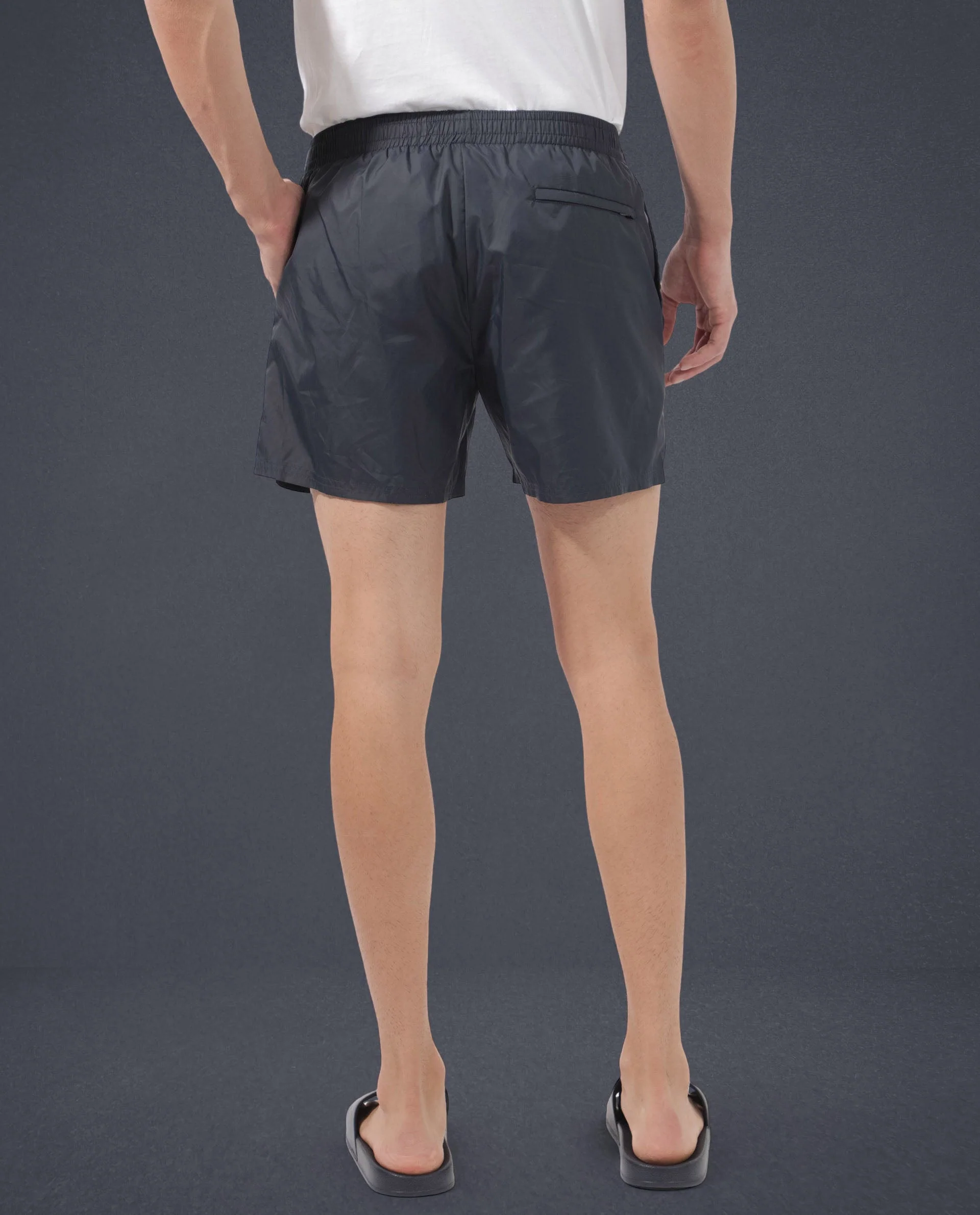 Rare Rabbit Men's Kort Navy Polyester Fabric Buckle Fastening Regular Fit Solid Shorts - Image 10