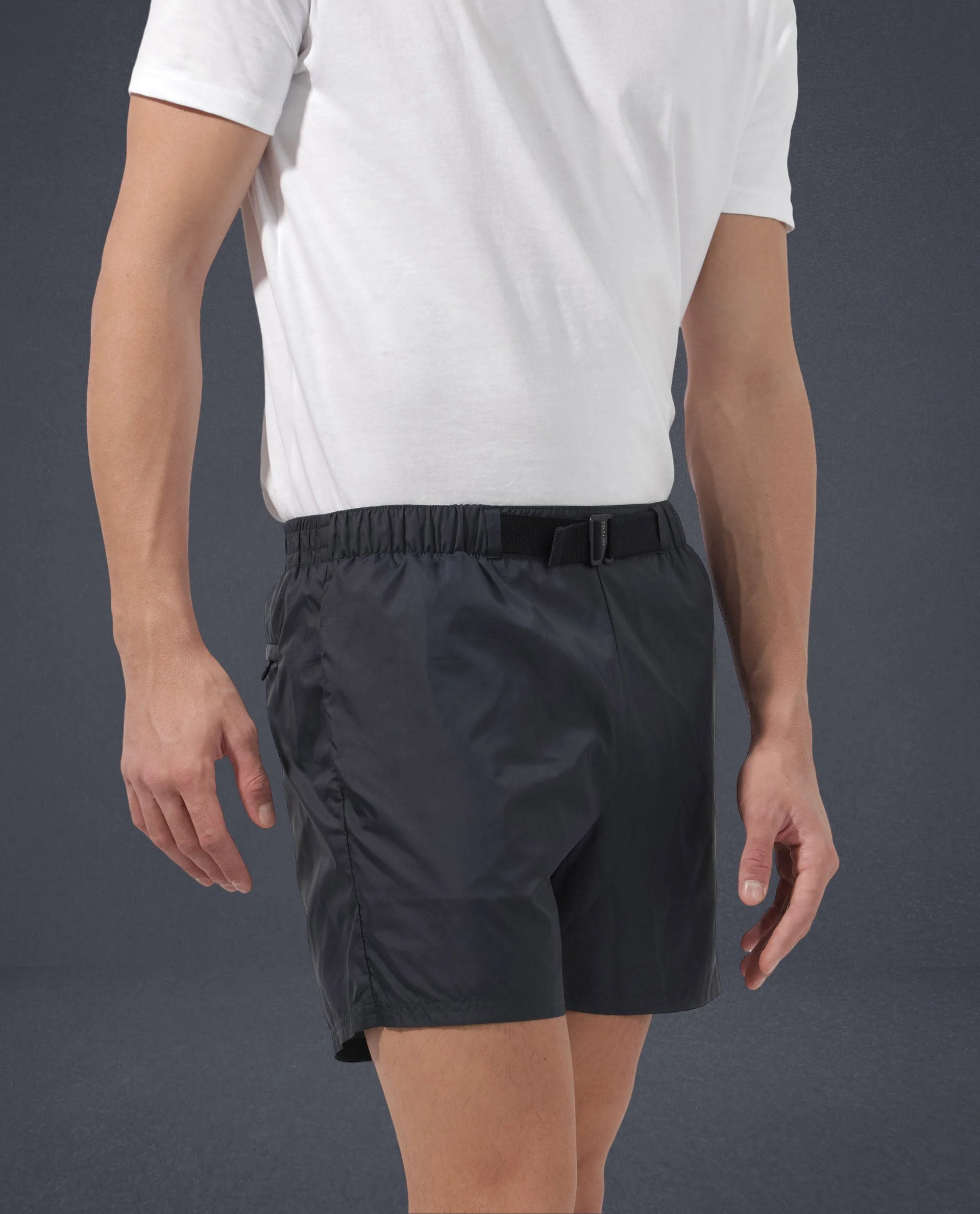 Rare Rabbit Men's Kort Navy Polyester Fabric Buckle Fastening Regular Fit Solid Shorts - Image 7