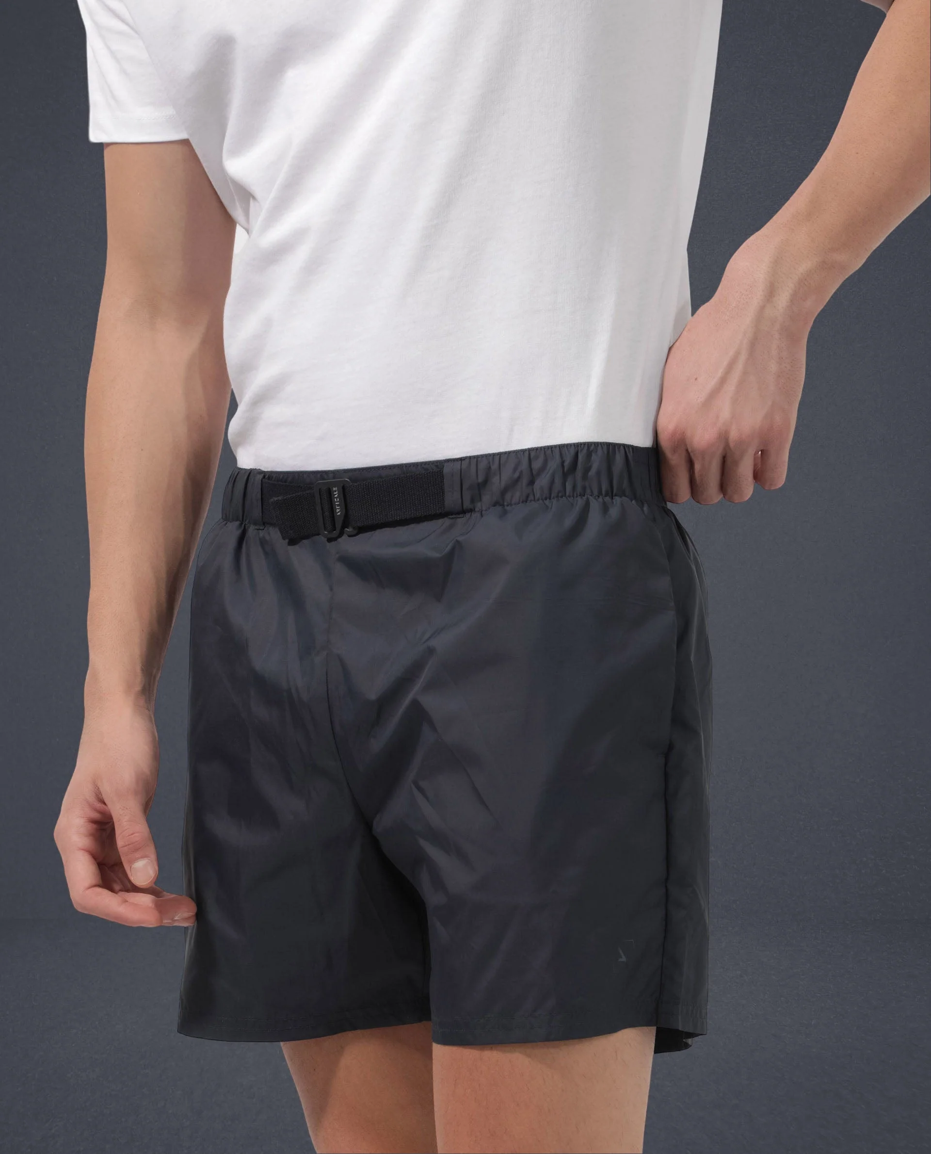 Rare Rabbit Men's Kort Navy Polyester Fabric Buckle Fastening Regular Fit Solid Shorts - Image 8