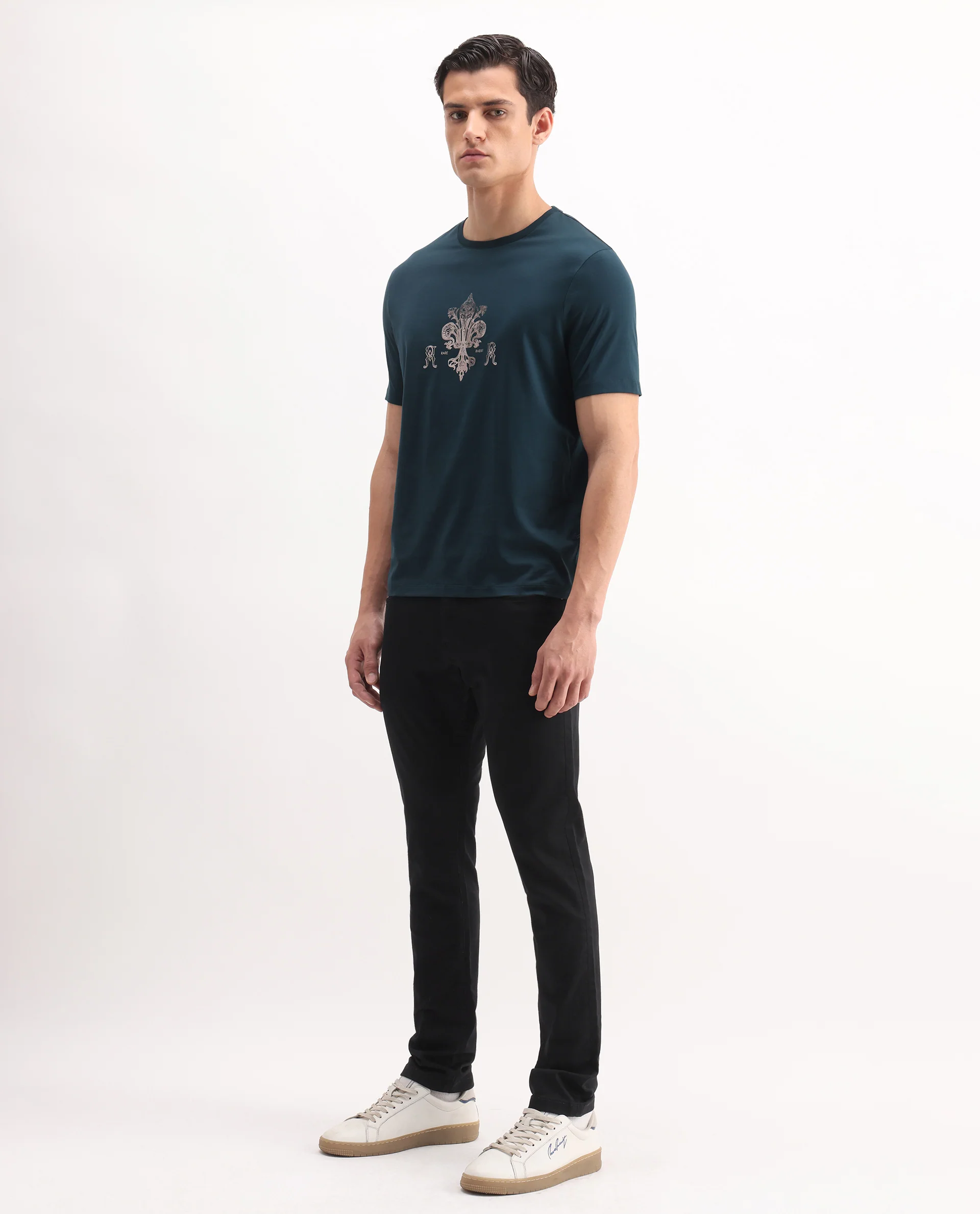 Rare Rabbit Men's Korv-25 Black Cotton Blend Plain Hawk Slim Fit Jeans - Image 4