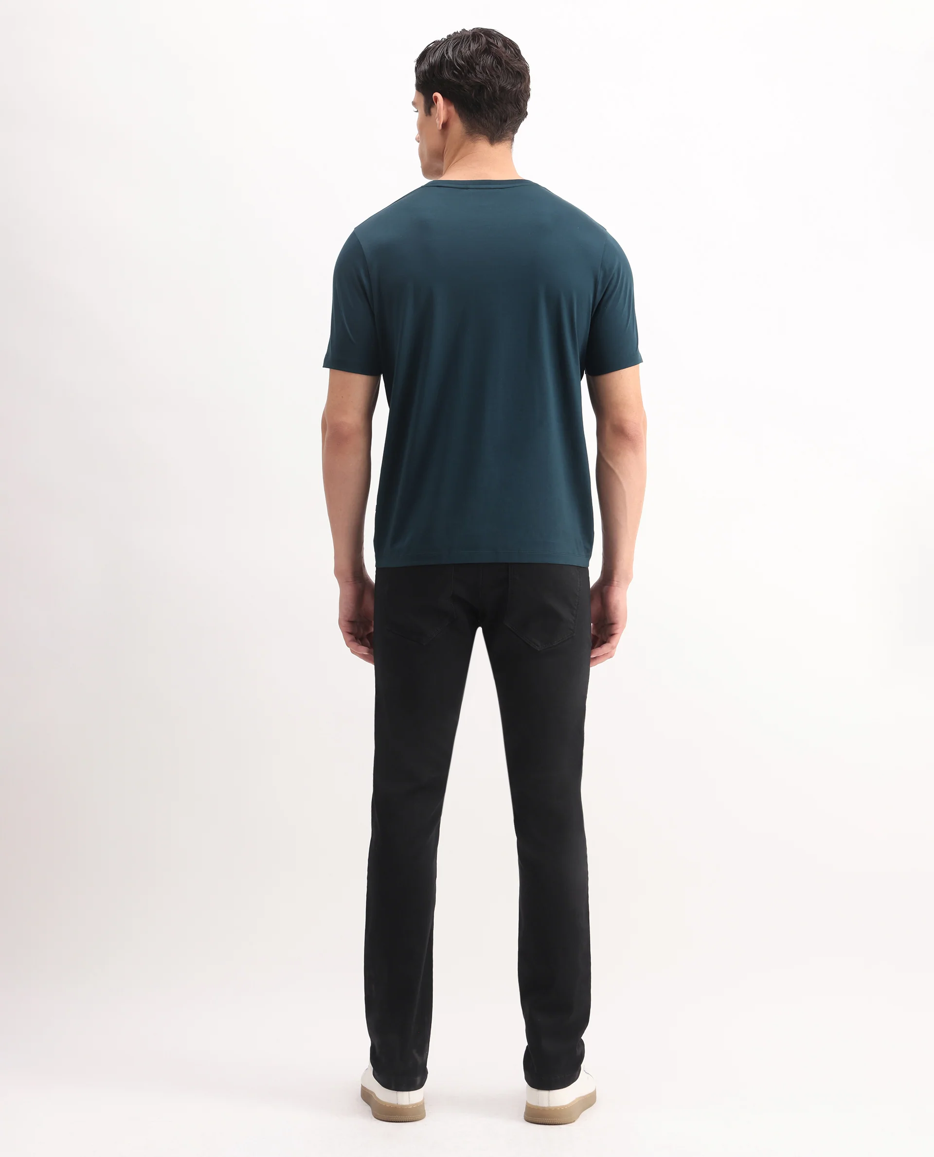 Rare Rabbit Men's Korv-25 Black Cotton Blend Plain Hawk Slim Fit Jeans - Image 8