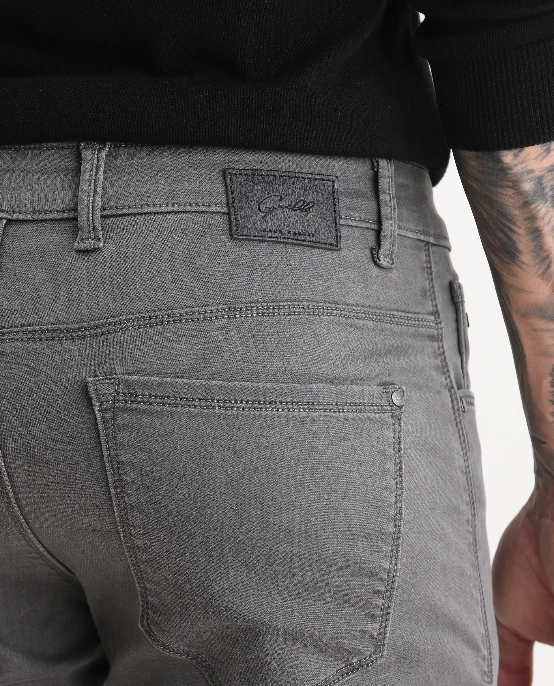 Rare Rabbit Men's Korv-25 Grey Cotton Blend Plain Hawk Slim Fit Jeans - Image 7