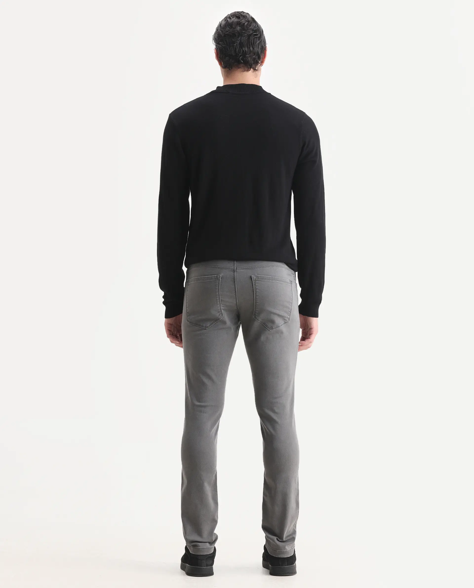 Rare Rabbit Men's Korv-25 Grey Cotton Blend Plain Hawk Slim Fit Jeans - Image 8