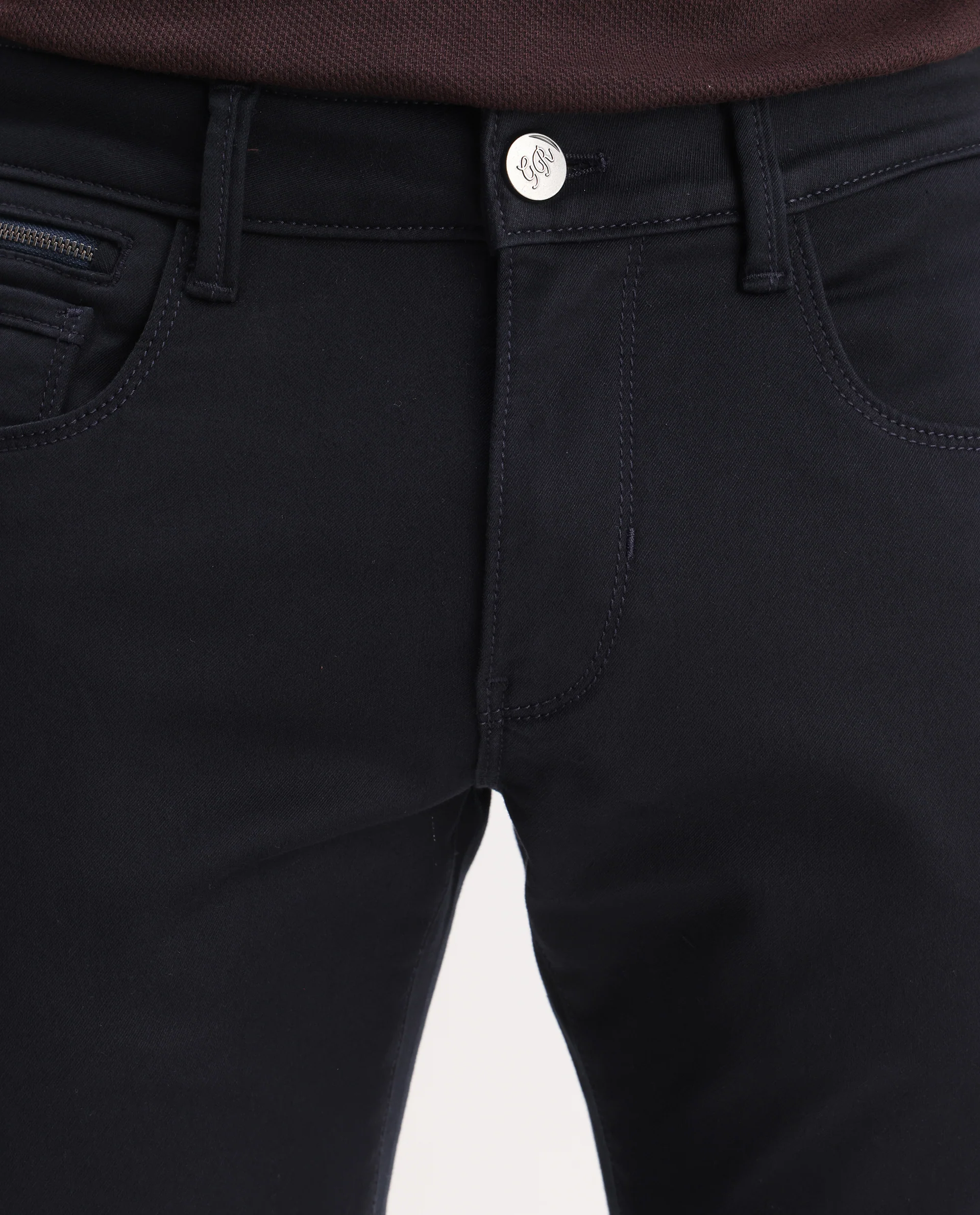 Rare Rabbit Men's Korv-25 Navy Cotton Blend Plain Hawk Slim Fit Jeans - Image 3