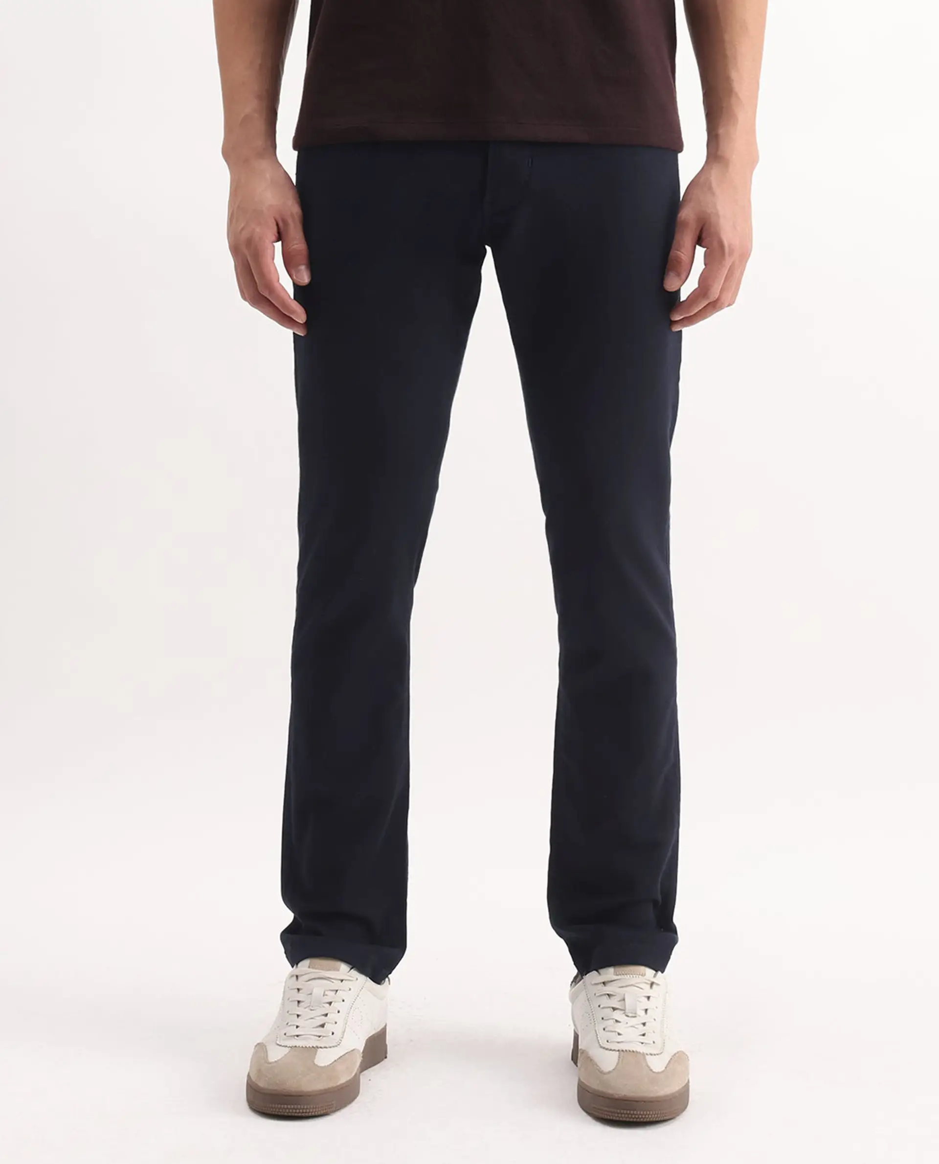 Rare Rabbit Men's Korv-25 Navy Cotton Blend Plain Hawk Slim Fit Jeans - Image 8