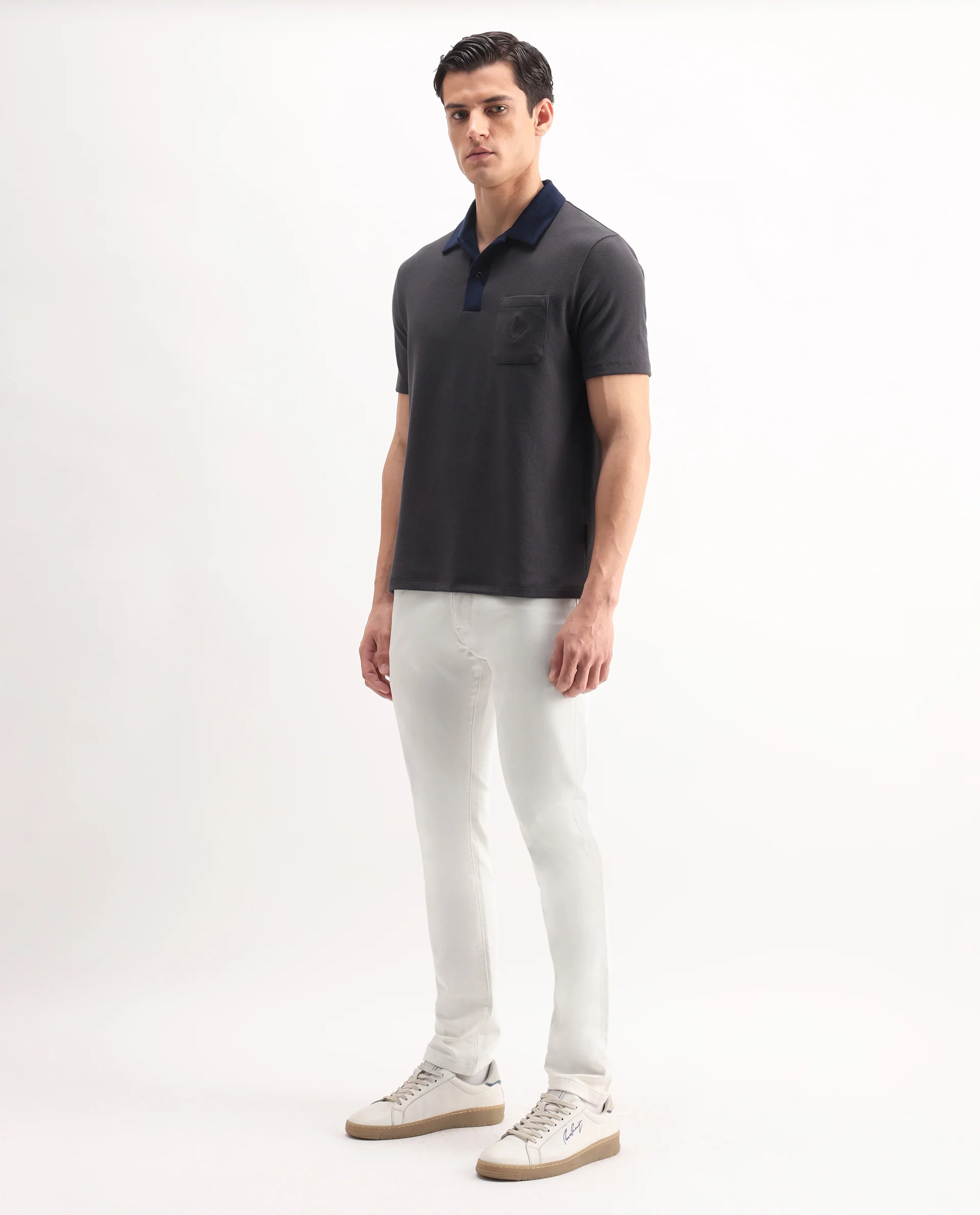 Rare Rabbit Men's Korv-25 Off White Cotton Blend Plain Hawk Slim Fit Jeans - Image 5