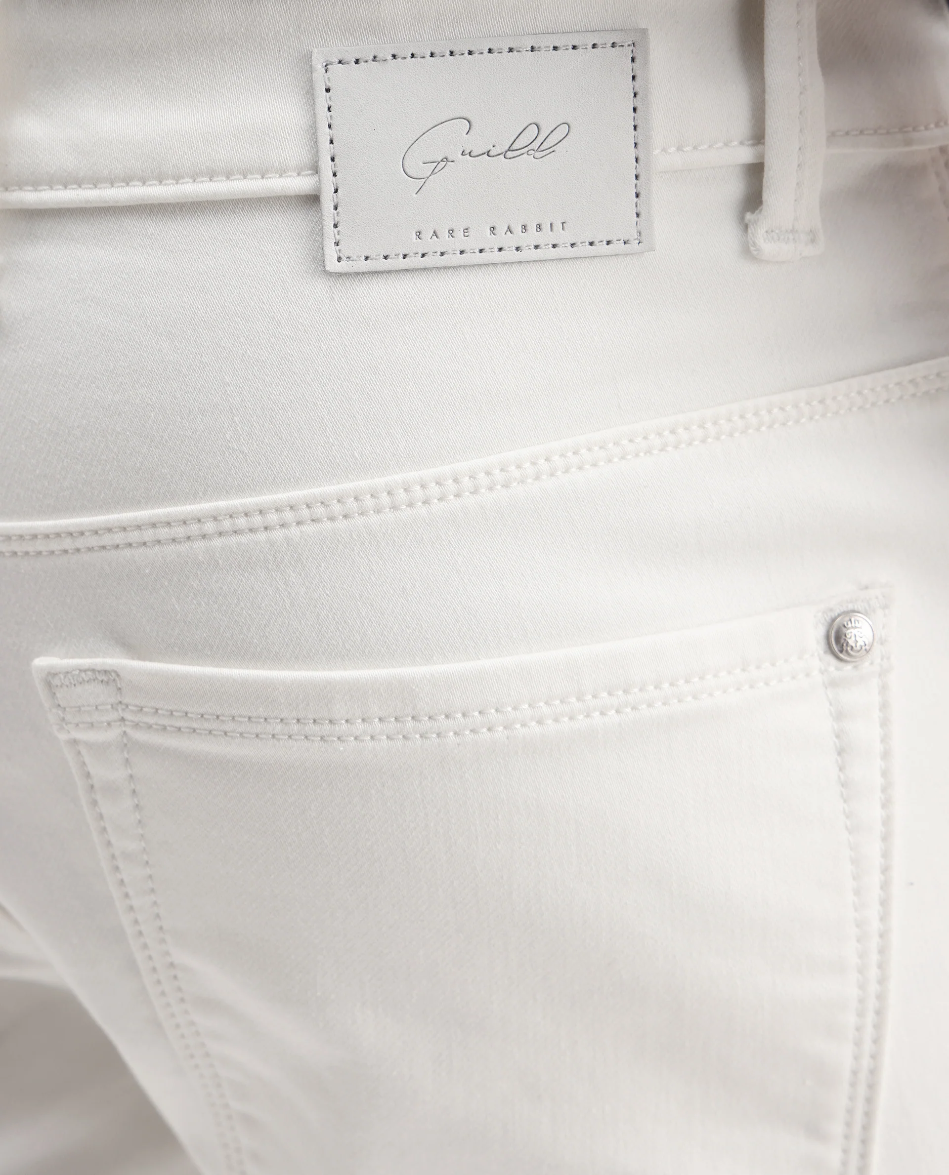 Rare Rabbit Men's Korv-25 Off White Cotton Blend Plain Hawk Slim Fit Jeans - Image 7